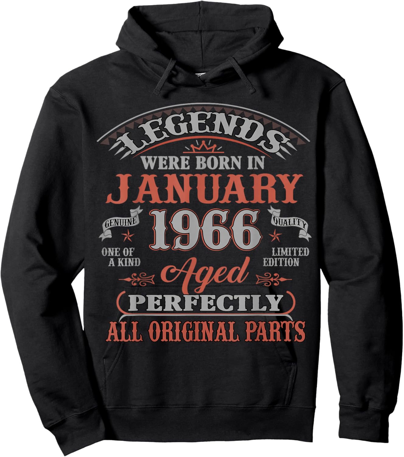 60th Birthday Gift Legend Born in January 1966 60 Yrs Old Hoodie - Hoodie | Black