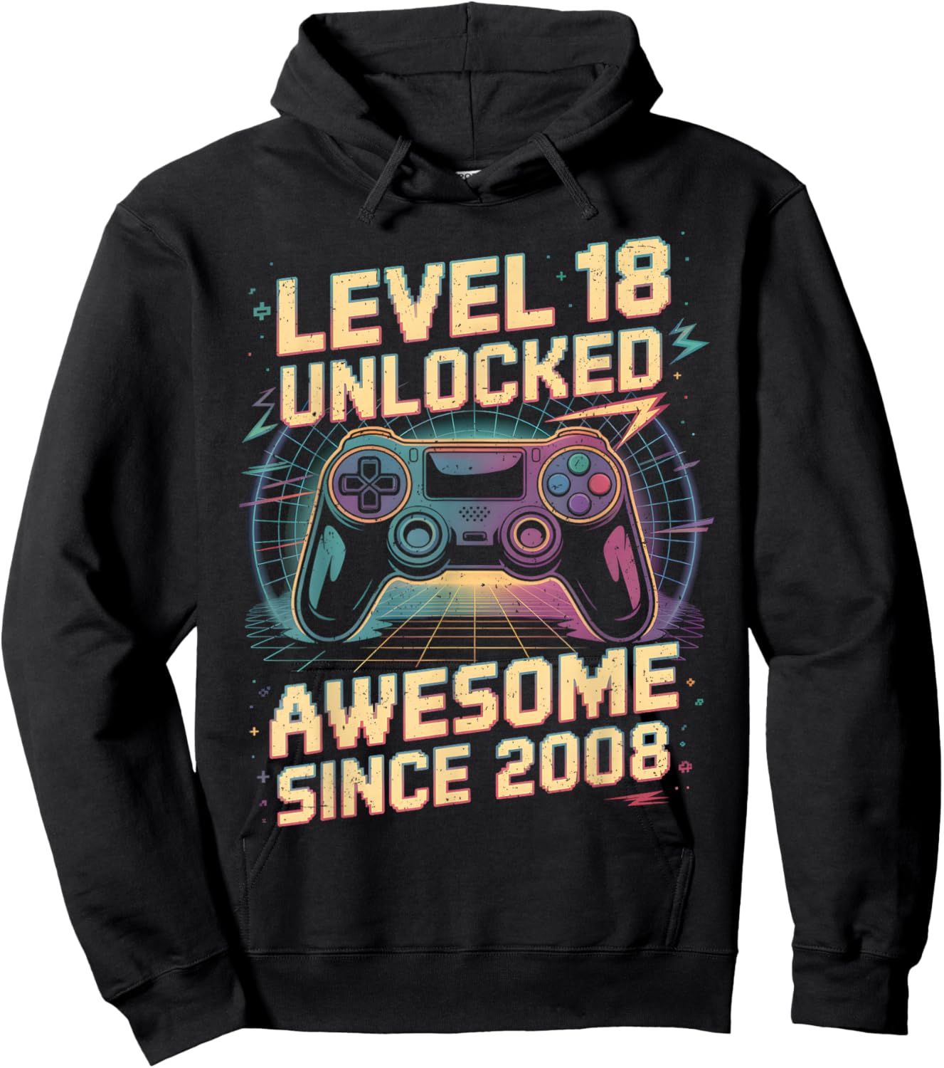 18 Year Old Boy Level 18 Gamer 2008 18th Birthday Party Gift Hoodie - Hoodie | Black