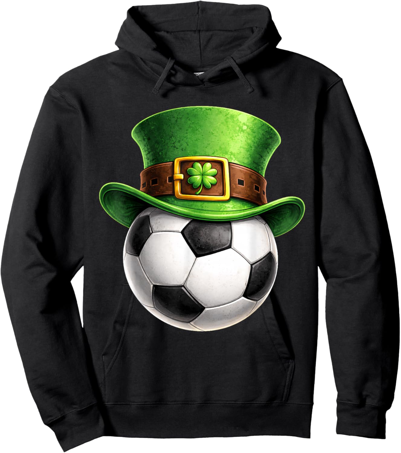 Soccer Saint Patricks Day Men Boys Kids Sport Green Shamrock Hoodie - Hoodie | Black
