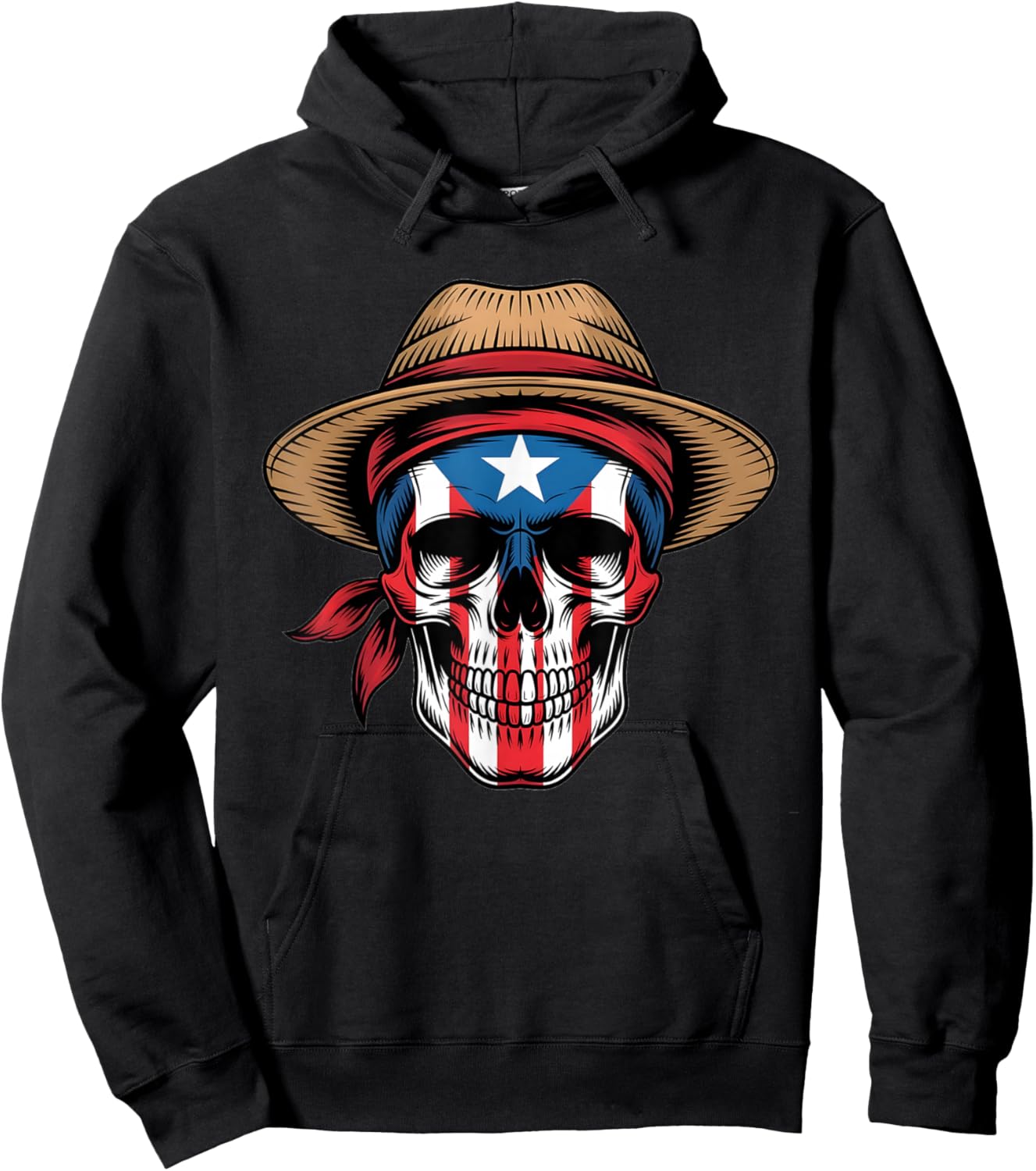 Puerto Rico Flag Boricua Puerto Rican Skull Taino Pride Hoodie - Hoodie | Black