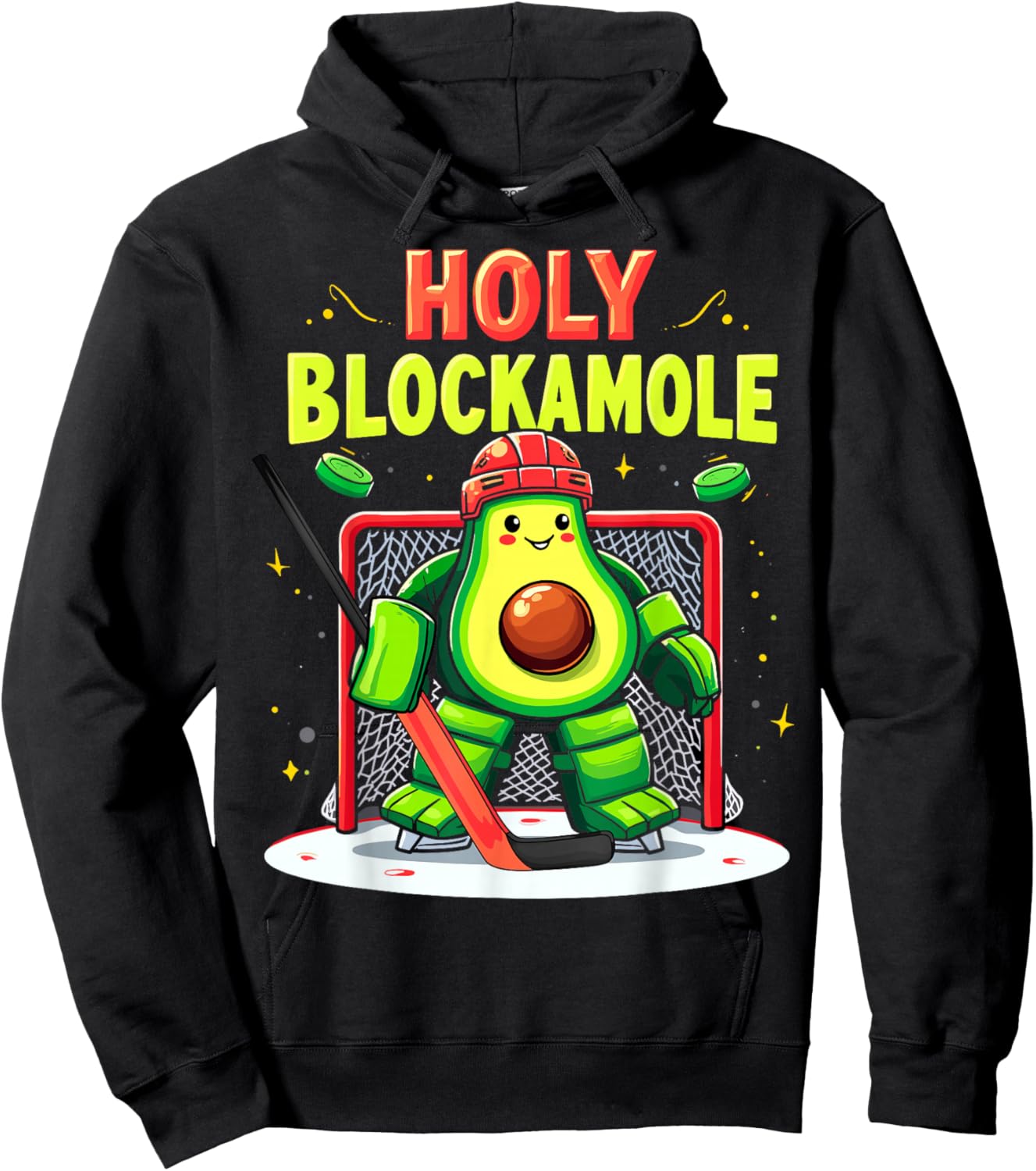 Holy Blockamole Funny Avocado Ice Hockey Goalie Player Hoodie - Hoodie | Black