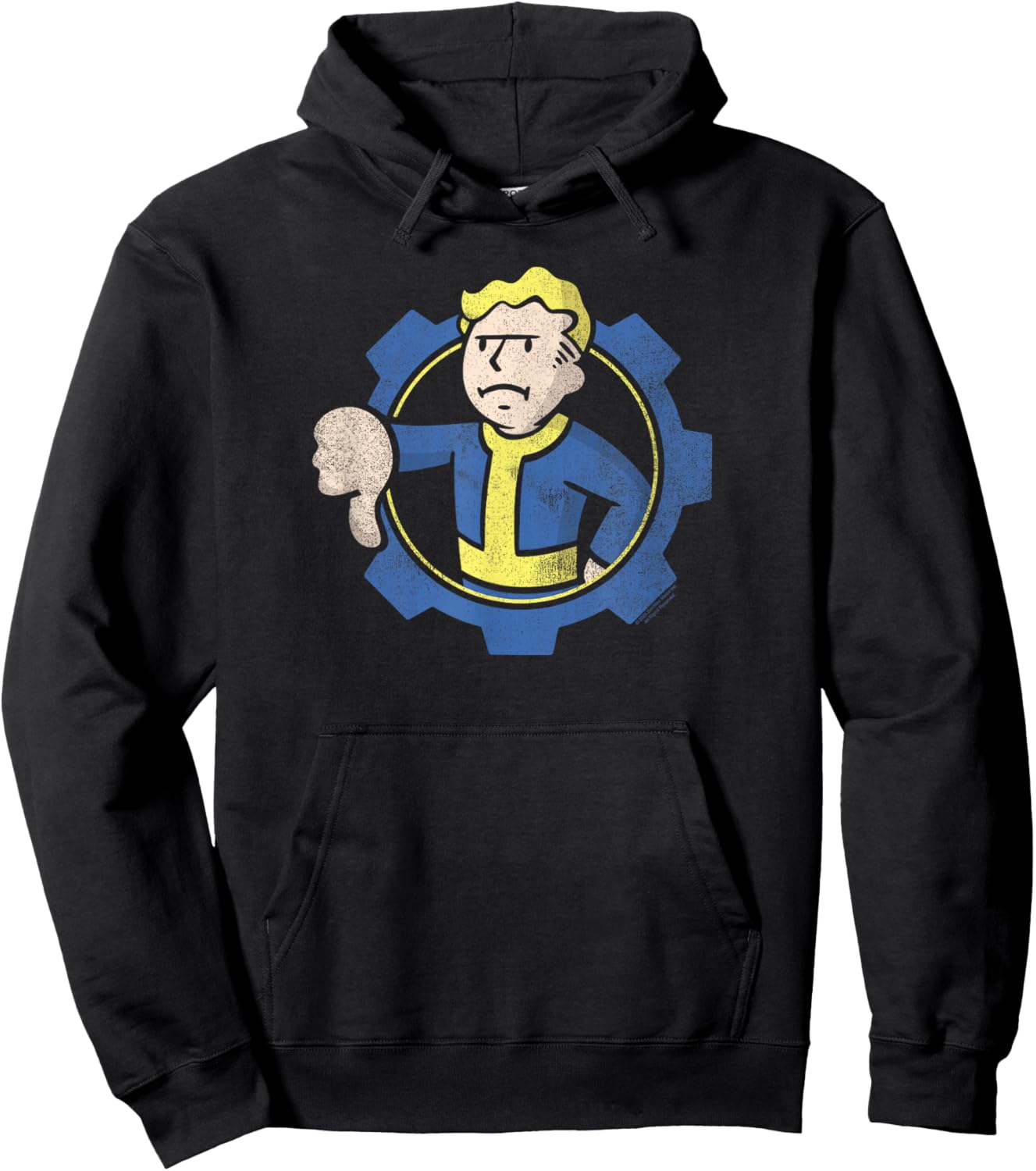 Fallout Vault Boy Thumbs Down Circle Gear Logo Video Game Hoodie - Hoodie | Black