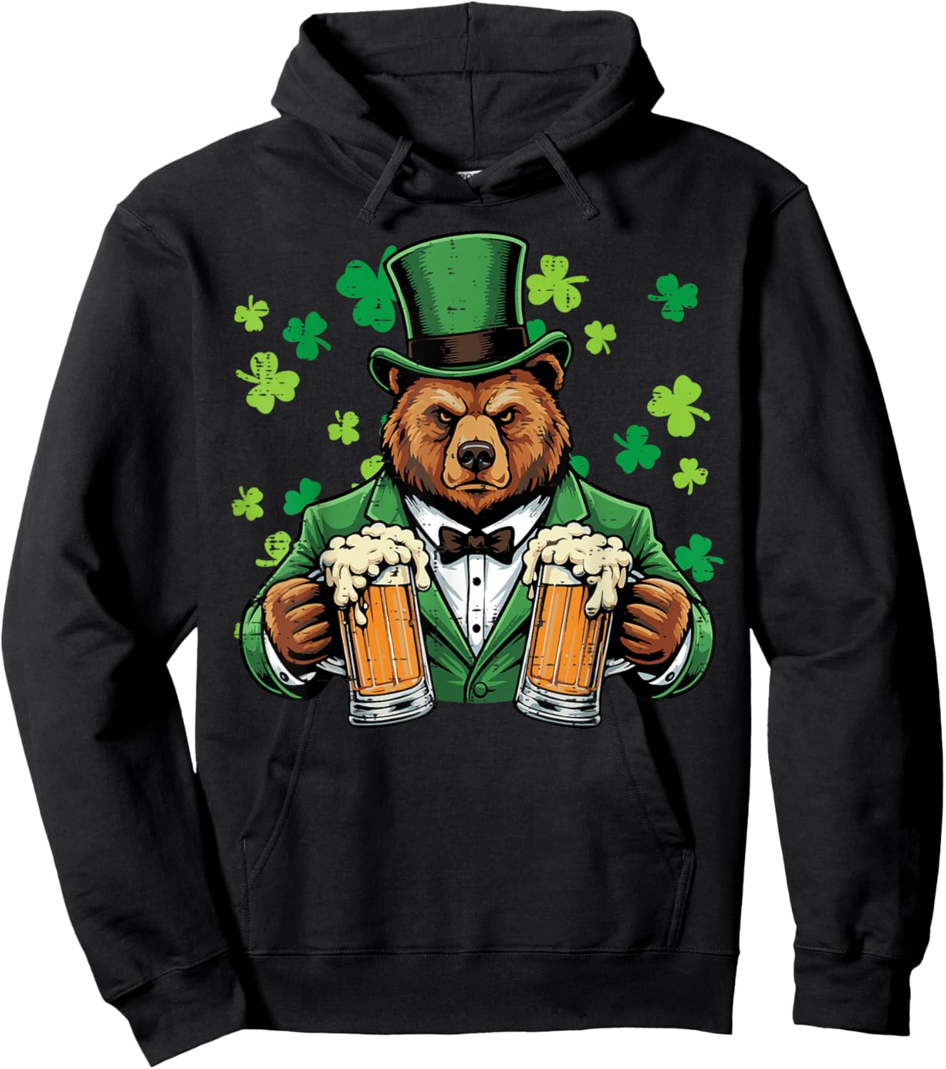St Patricks Day Bear Funny Irish Pub Paddys Men Women Hoodie - Hoodie | Black