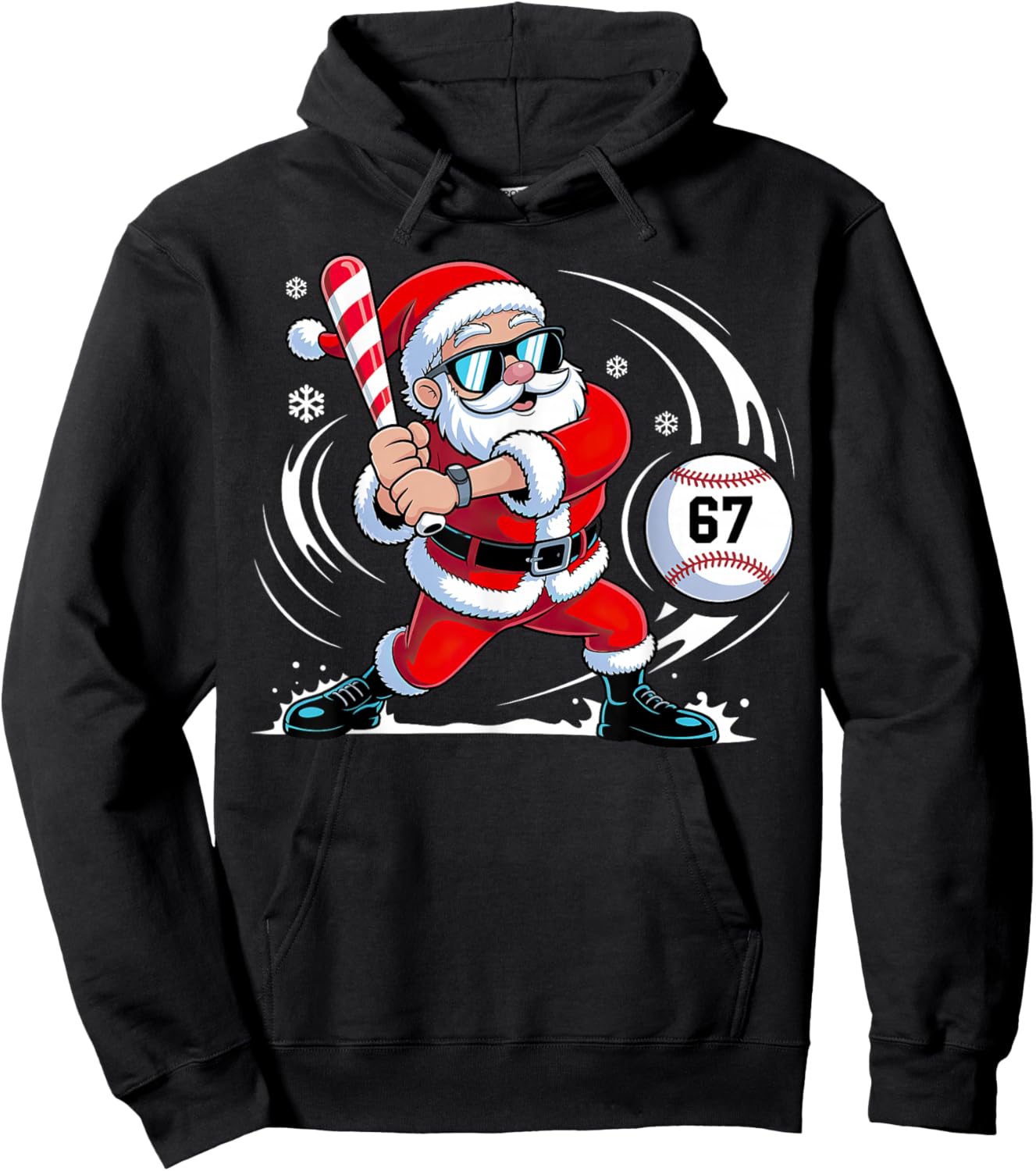 Baseball Santa 67 Christmas Xmas Hoodie - Hoodie | Black