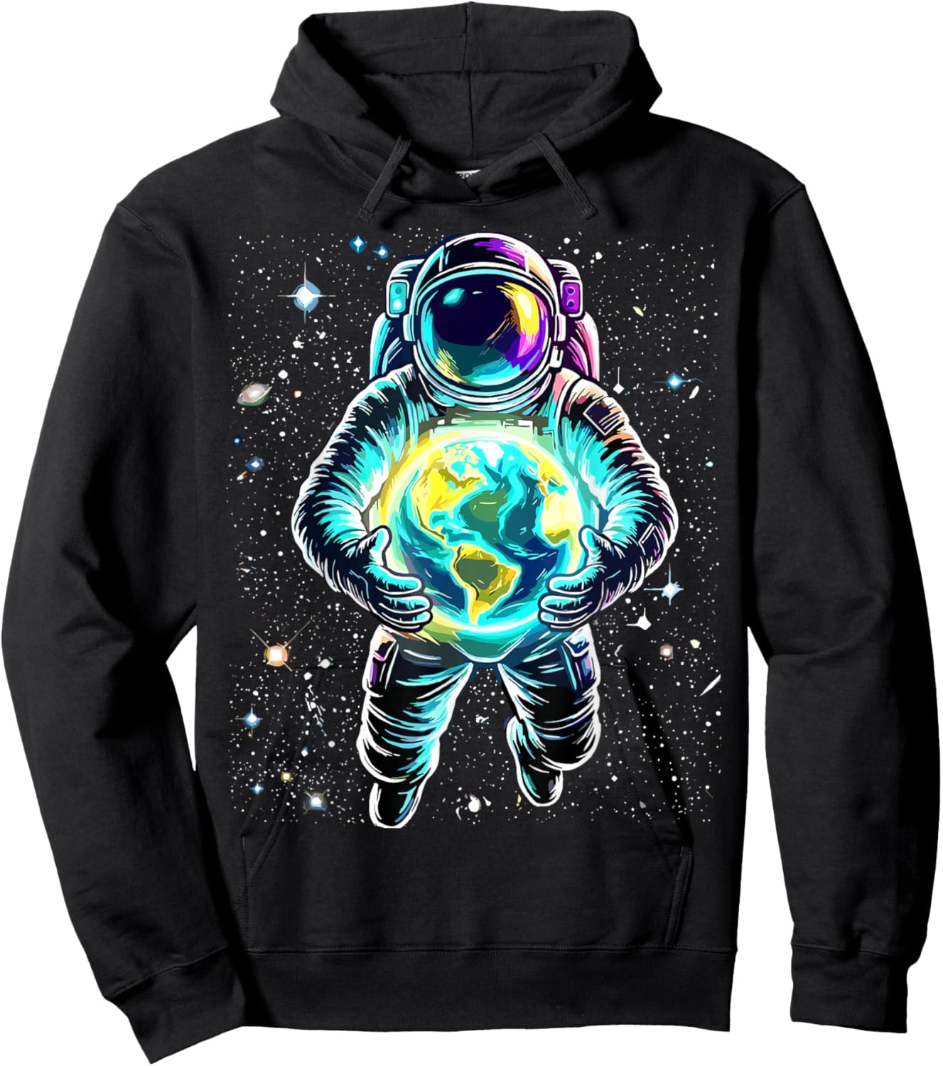 Astronaut Holding Earth Space Hoodie - Hoodie | Black