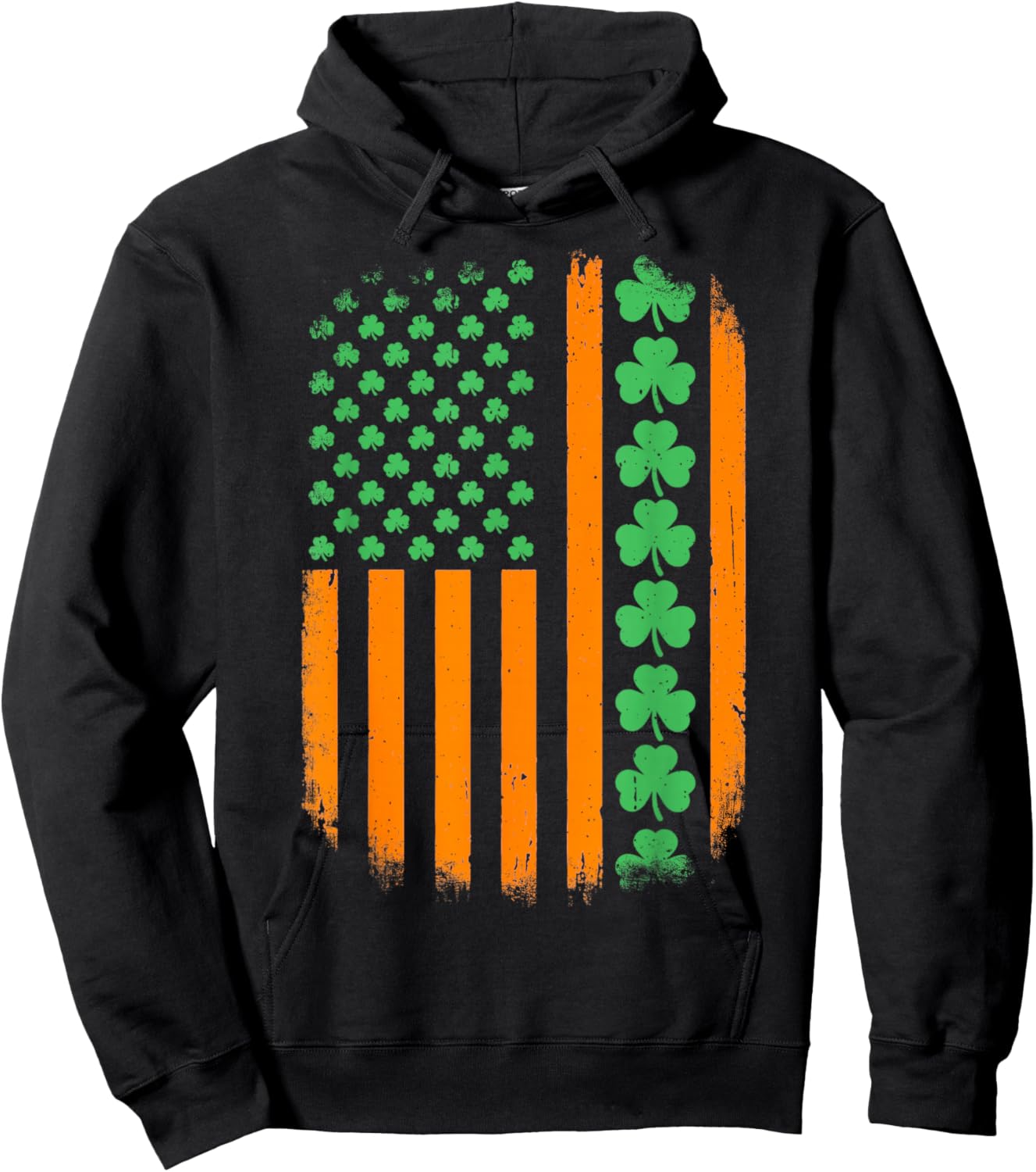 Shamrock Irish American Flag Hoodie - Hoodie | Black