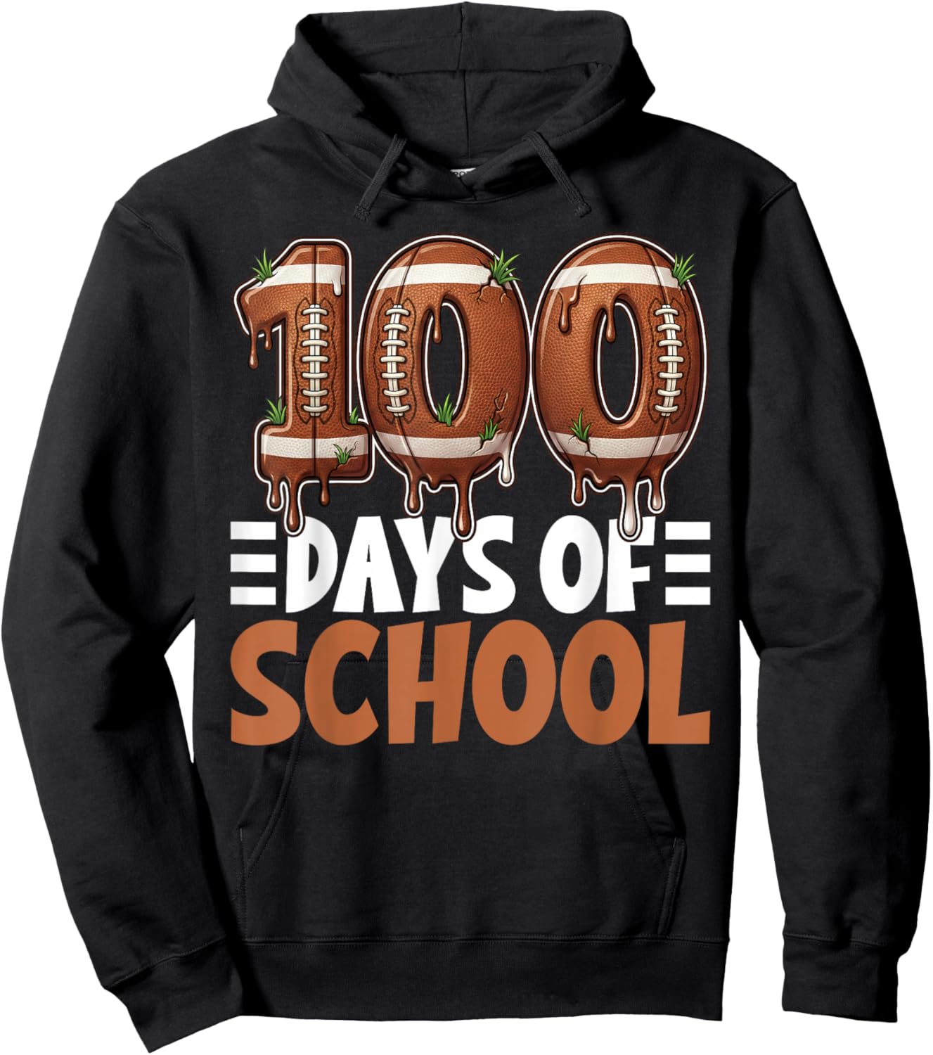 100 Days of School Football Drip 100th Day of School Boys Hoodie - Hoodie | Black