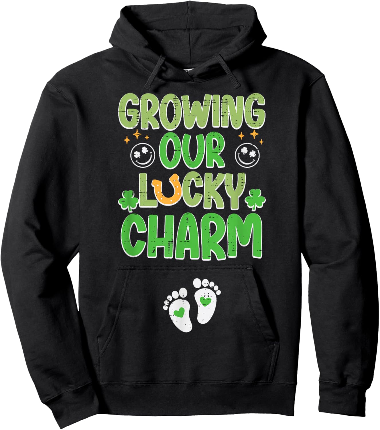 St Patricks Day Pregnancy Growing Our Lucky Charm Women Men Hoodie - Hoodie | Black