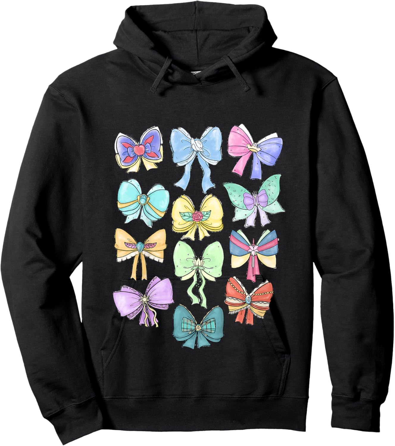 Disney Princess Cute Ribbons and Bows Pastel Colors Logo Hoodie - Hoodie | Black