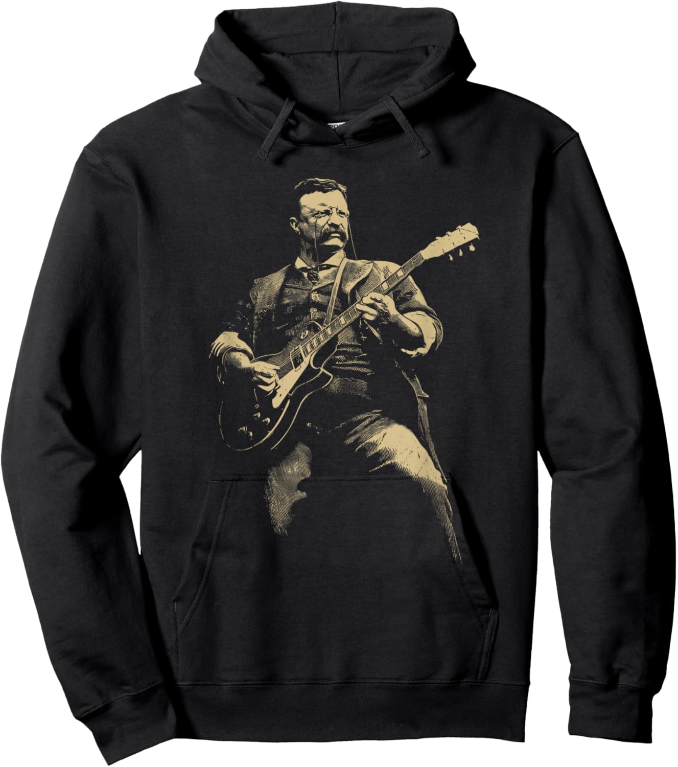 Teddy Roosevelt Rockstar Guitar - Funny History Teacher Hoodie - Hoodie | Black