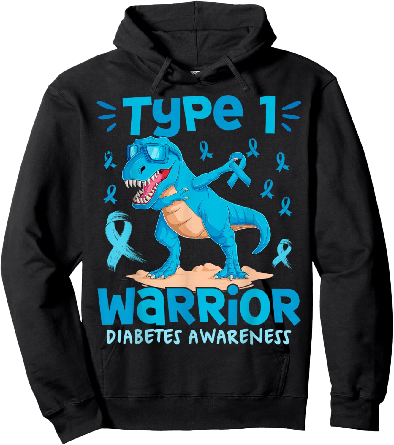Type One Diabetes Awareness Dinosaur Boys Girls T1D Diabetic Hoodie - Hoodie | Black