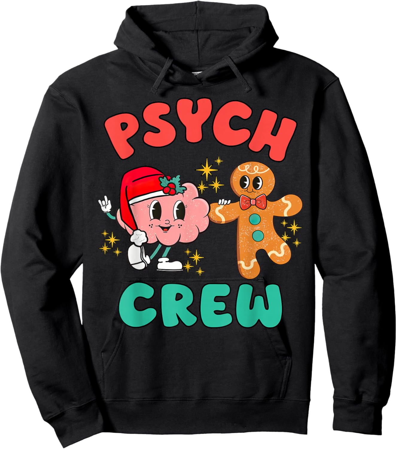 Psych Crew Brain Gingerbread Christmas School Psychologist Hoodie - Hoodie | Black