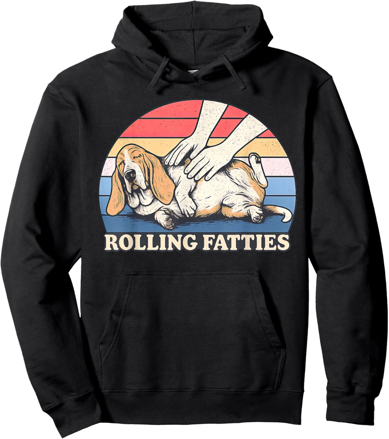 Basset Hound Rolling Fatties Pun Joke Dog Lover Hoodie - Hoodie | Black
