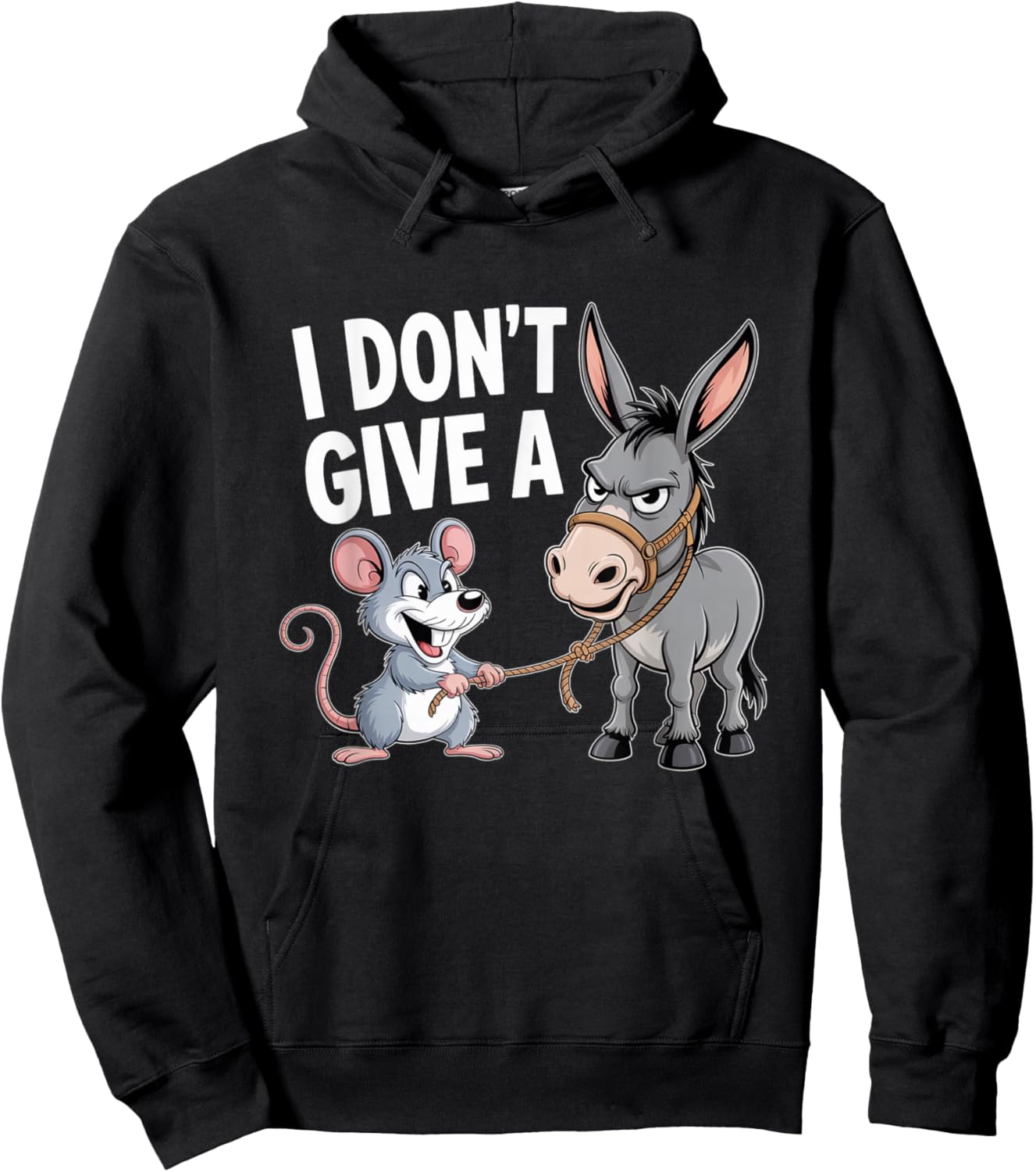 I Don't Give a Rats Ass Mouse Donkey Funny Sarcastic Animal Hoodie - Hoodie | Black