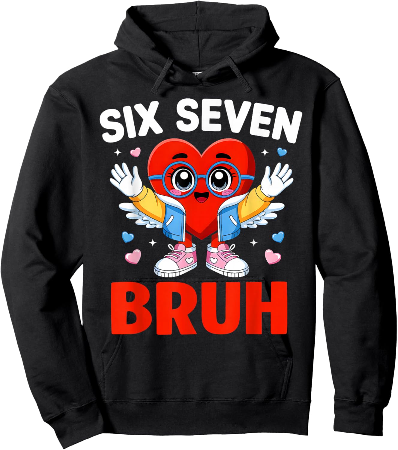 Bruh 67 Six Seven Meme Funny Valentines Day Boys Girls Kids Hoodie - Hoodie | Black