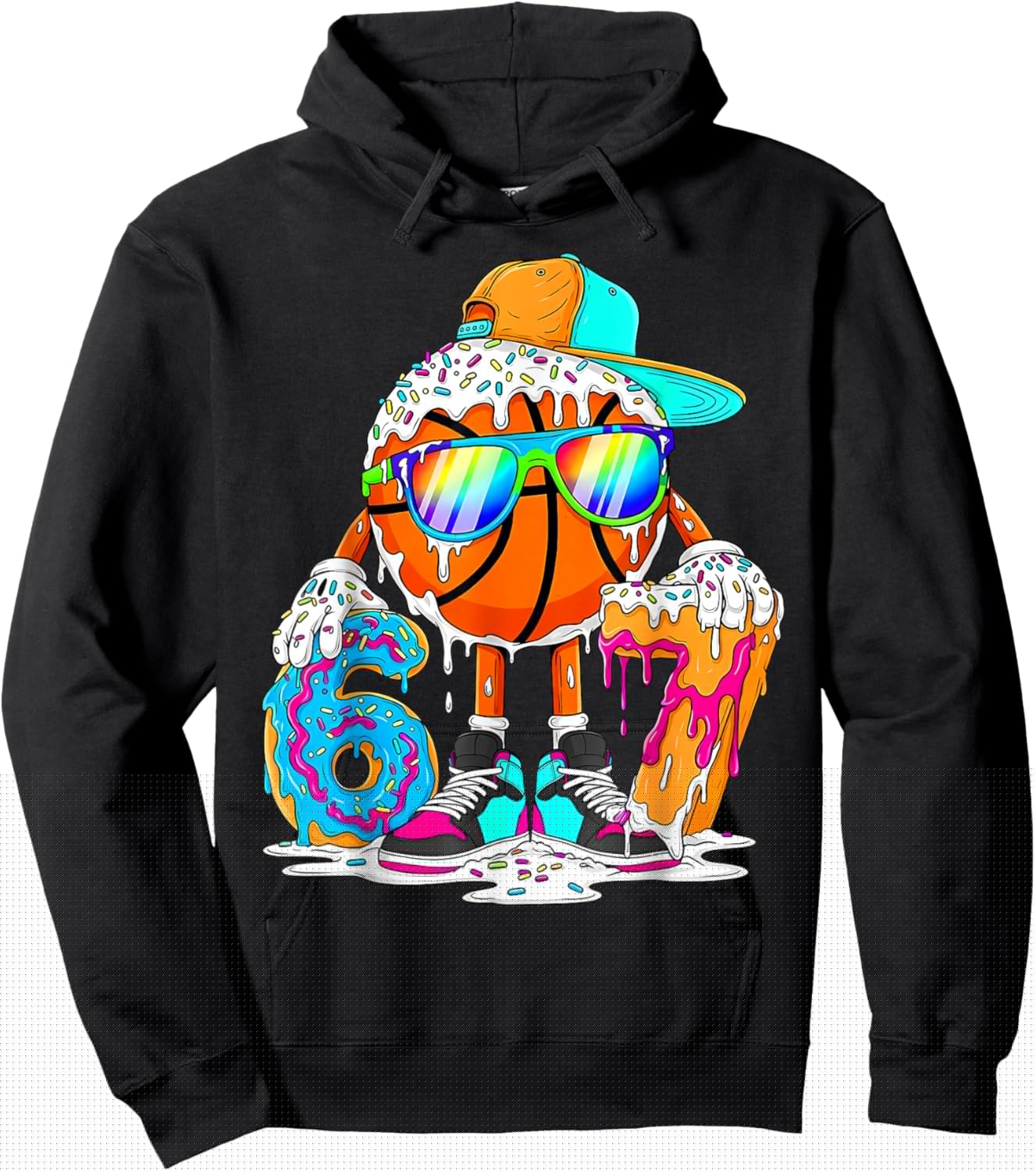 Basketball 67 Six Seven Funny Gen Alpha Meme Ice Cream Drip Hoodie - Hoodie | Black