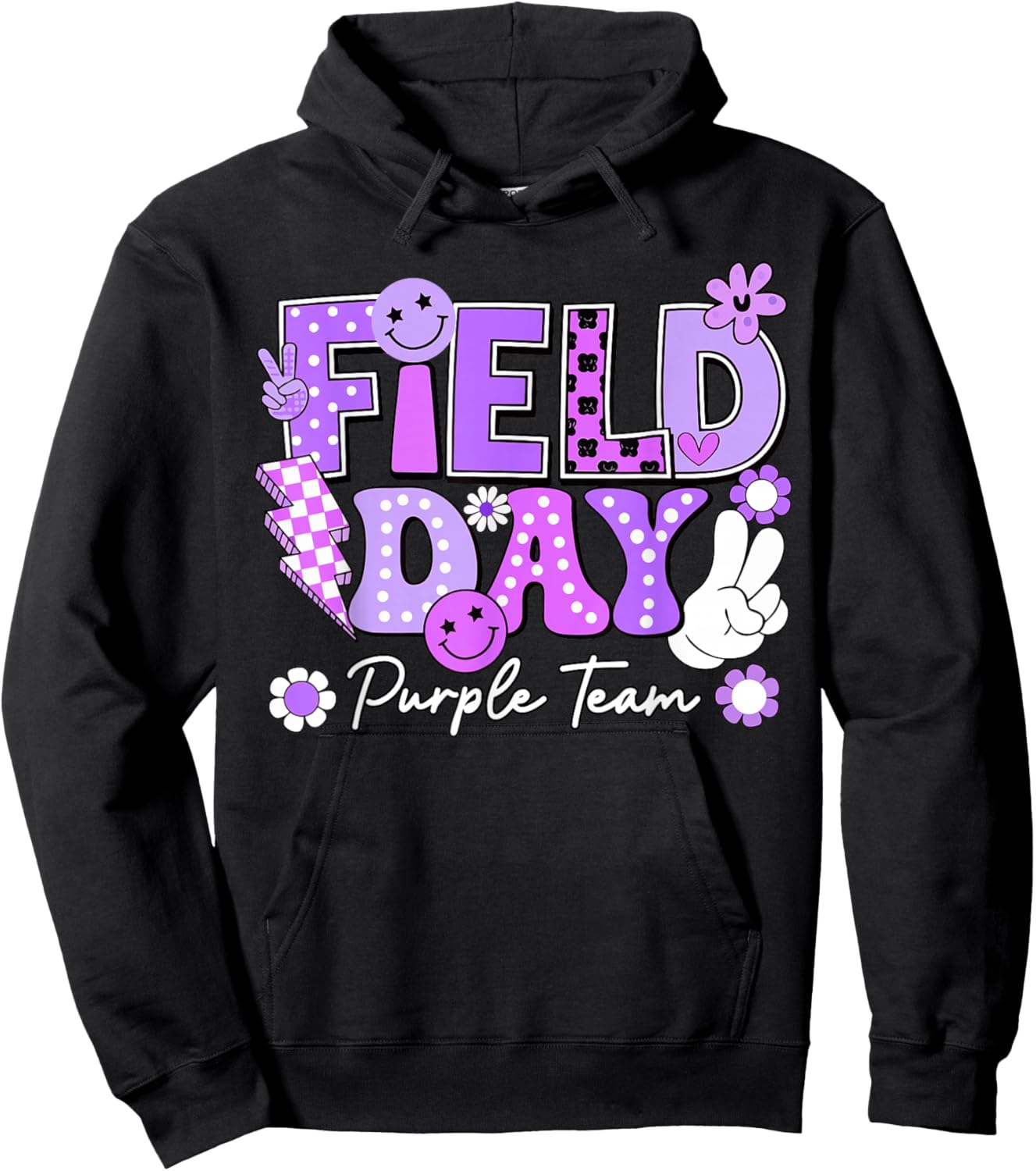 Field Day Purple Team Funny for Teacher Kids Field Day Games Hoodie - Hoodie | Black