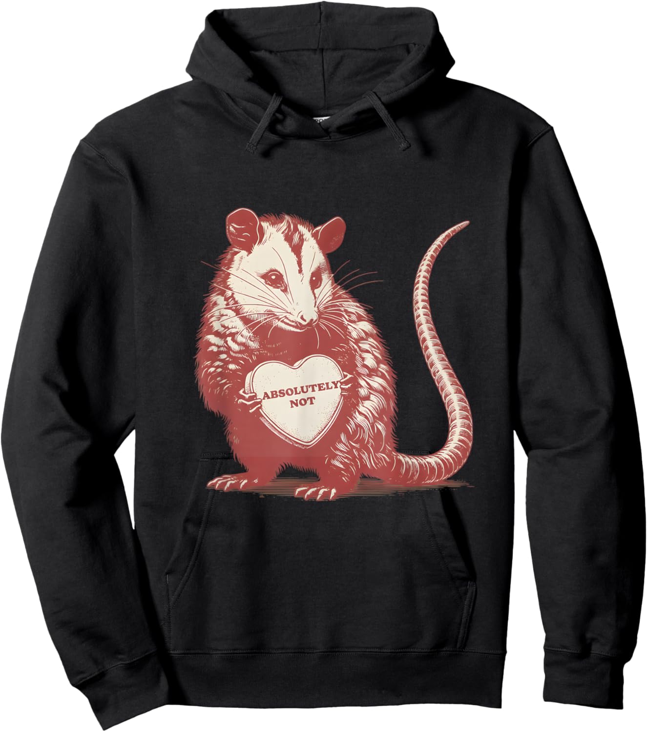 Funny Opossum Absolutely Not Valentine Graphic Hoodie - Hoodie | Black