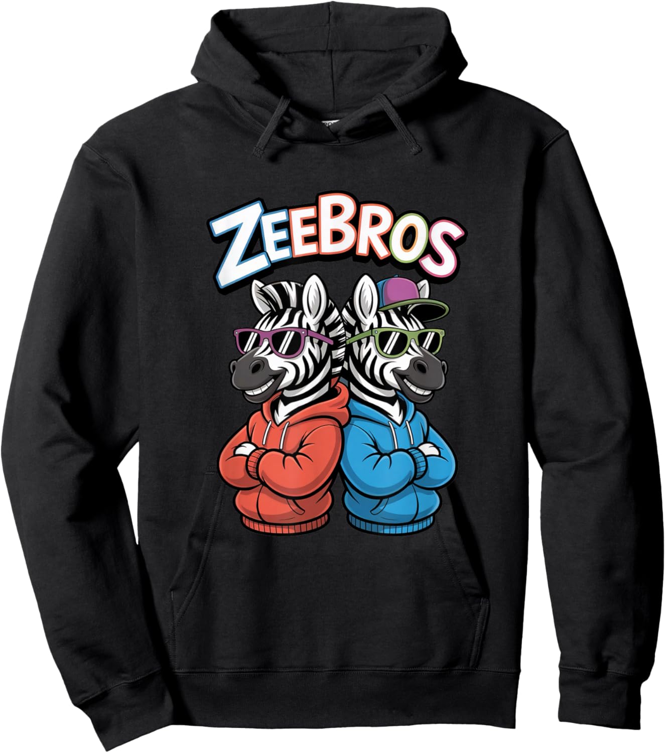 Zeebros Cute Zebra Duo Design for Zebros Lovers Hoodie - Hoodie | Black