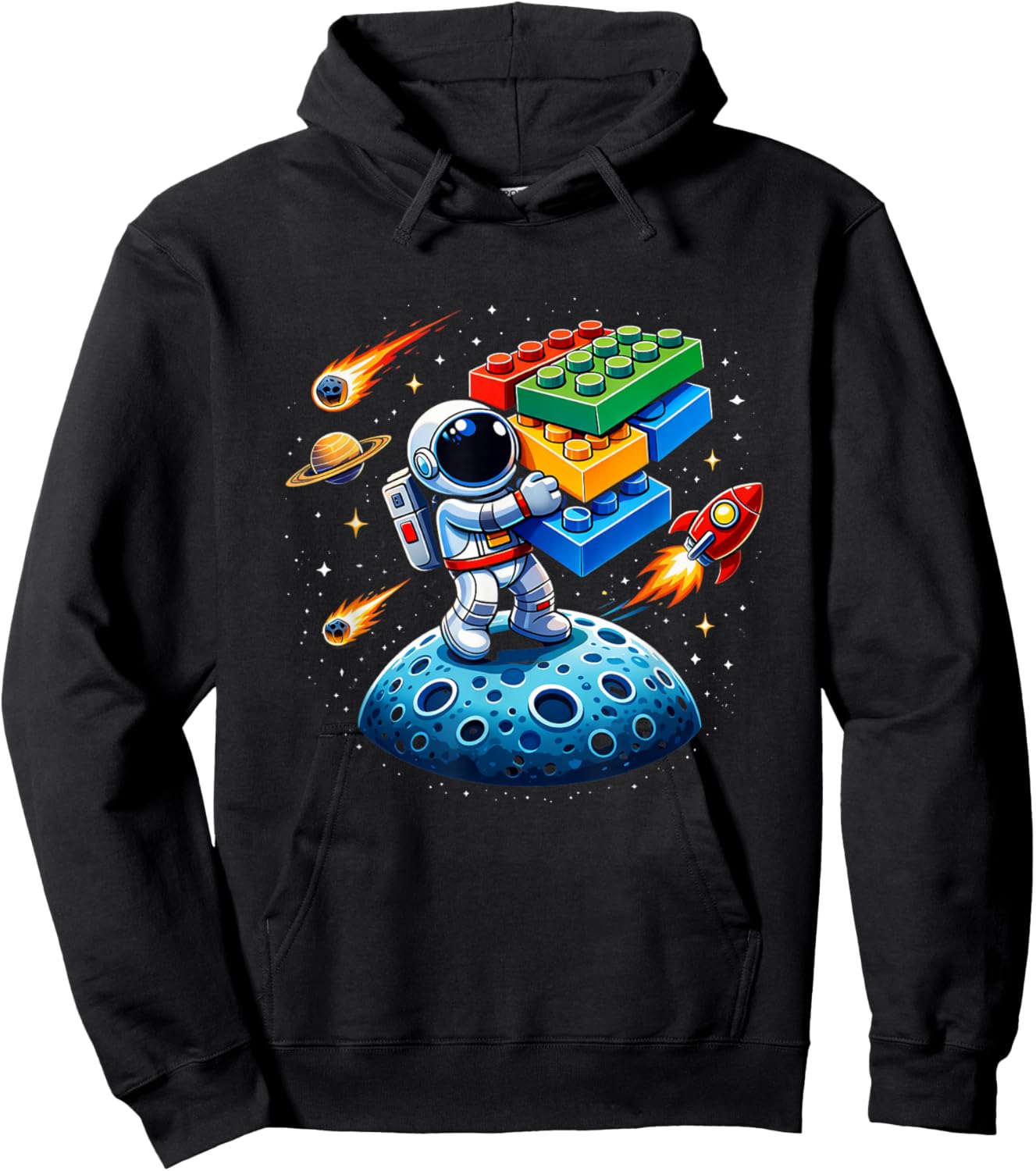 Master Builder Space Astronaut Cadet Building Bricks Boys Hoodie - Hoodie | Black