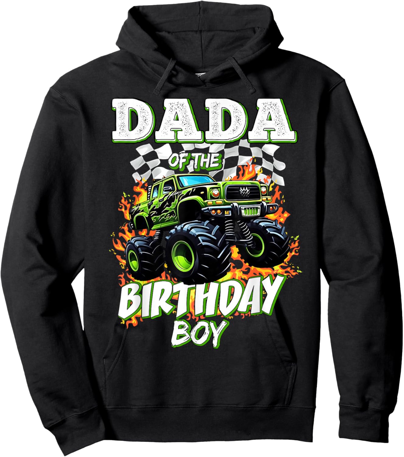 Dada of The Birthday Boy Monster Truck Birthday Kids Hoodie - Hoodie | Black