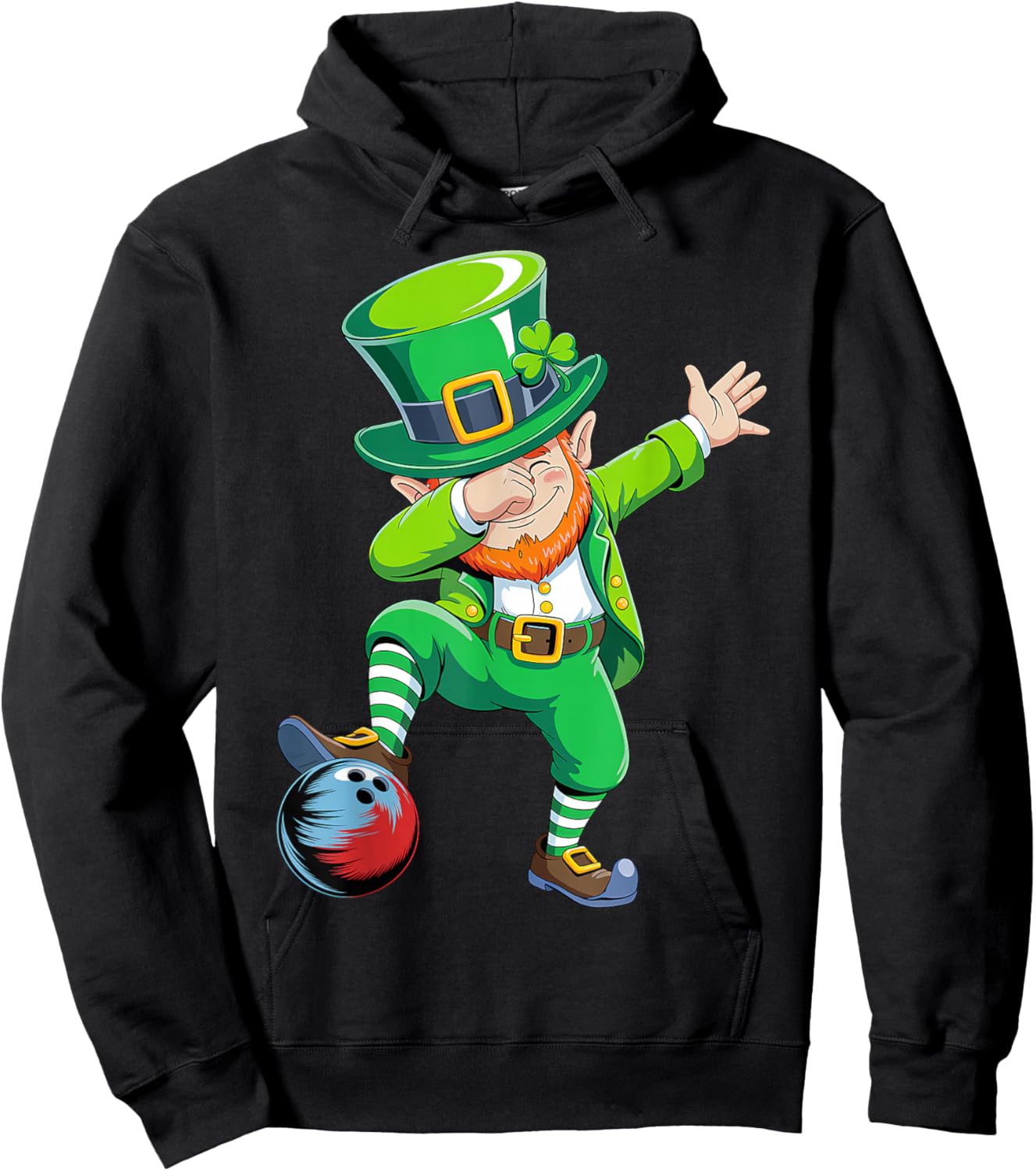 Dabbing Leprechaun Bowling St Patricks Day Boys Men Sports Hoodie - Hoodie | Black