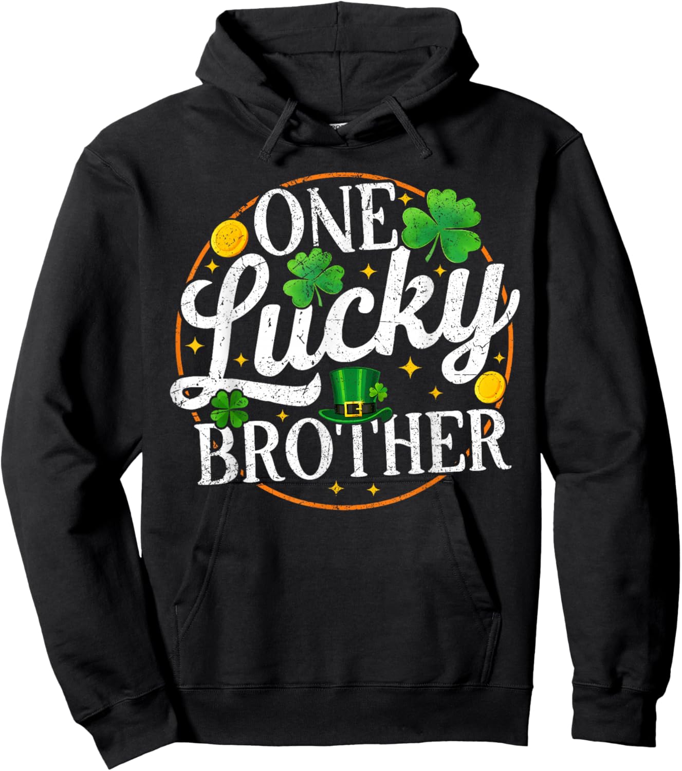 One Lucky Brother St Patricks Day Shamrock Family Matching Hoodie - Hoodie | Black