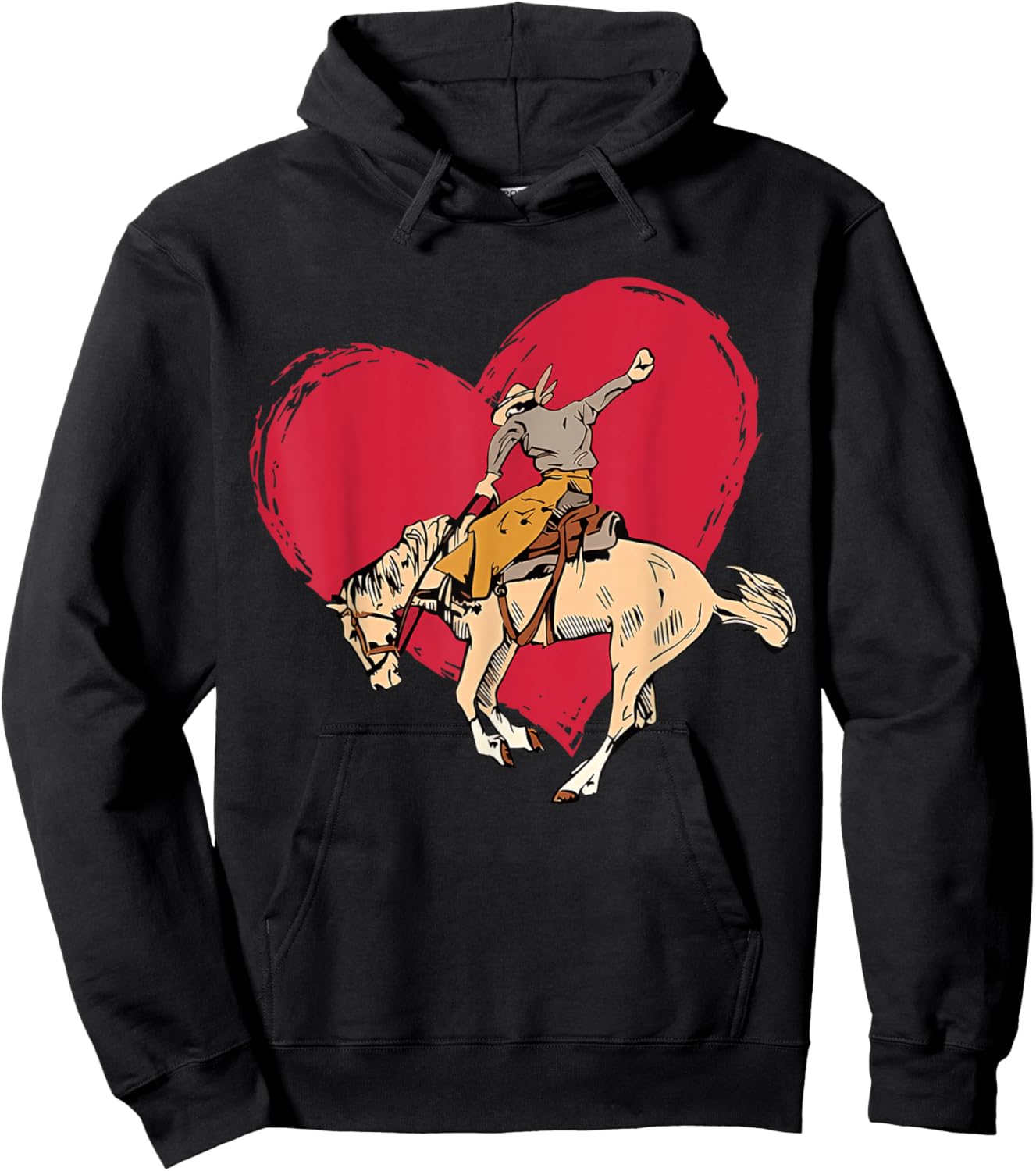 Horseman Red Heart Wild Western Cowboy Valentines Hoodie - Hoodie | Black