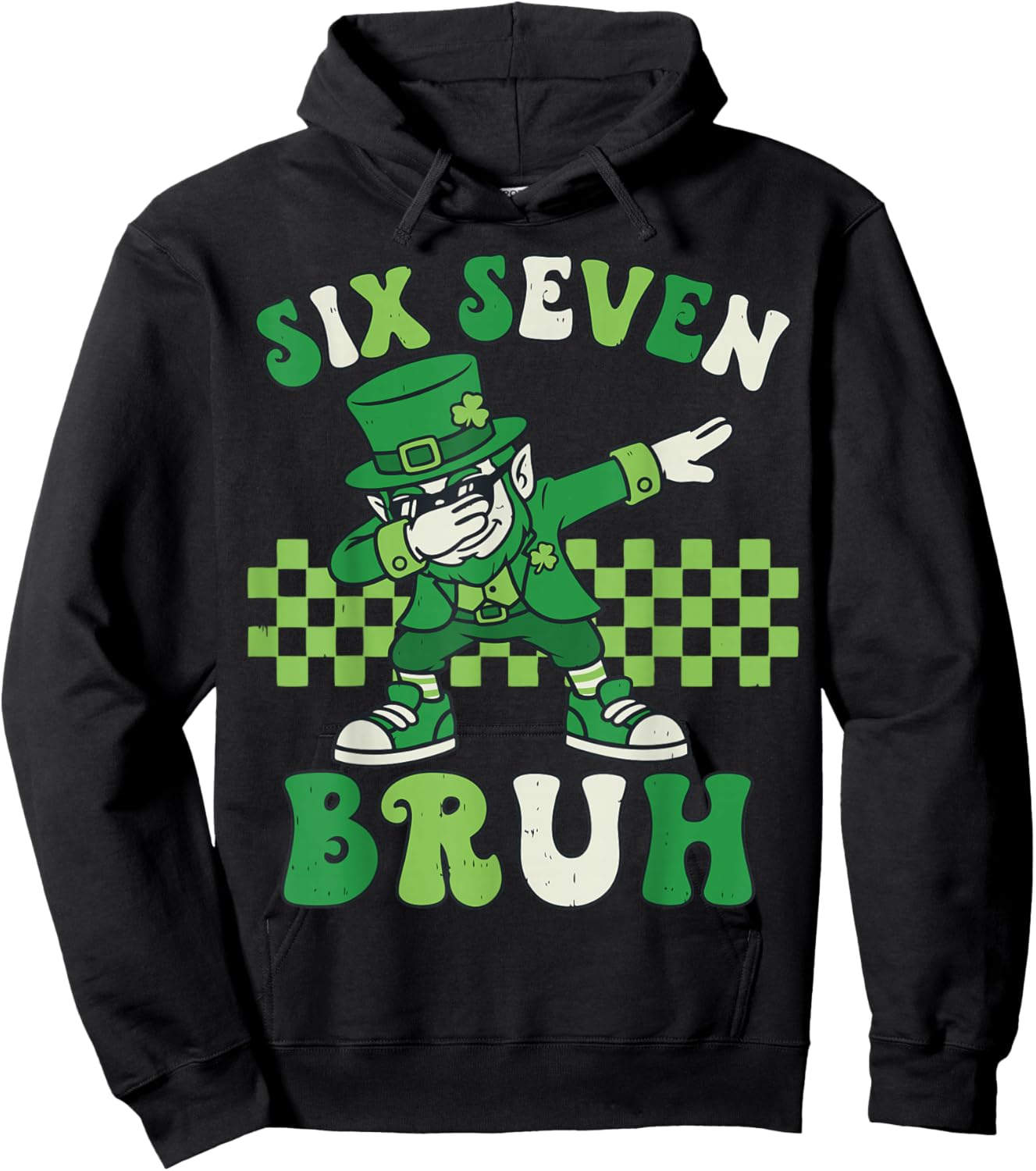 Kids Meme Six Seven Bruh Leprechaun St Patricks Day 67 Hoodie - Hoodie | Black