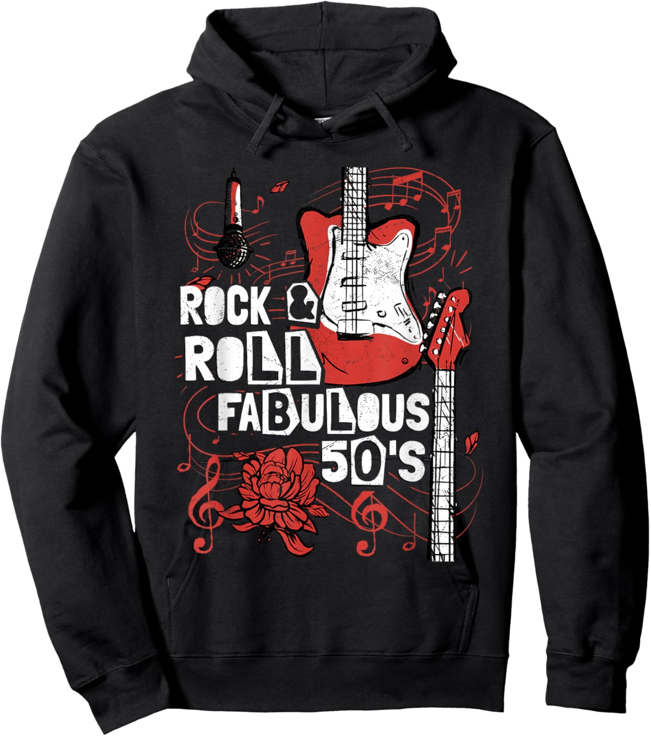Rock & Roll Fabulous 50's Rock Band Guitar Music Hoodie - Hoodie | Black