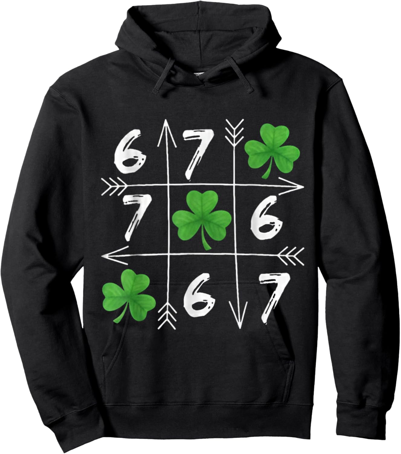 Six Seven 67 Meme 6 7 St. Patrick´s Day Shamrock Hoodie - Hoodie | Black