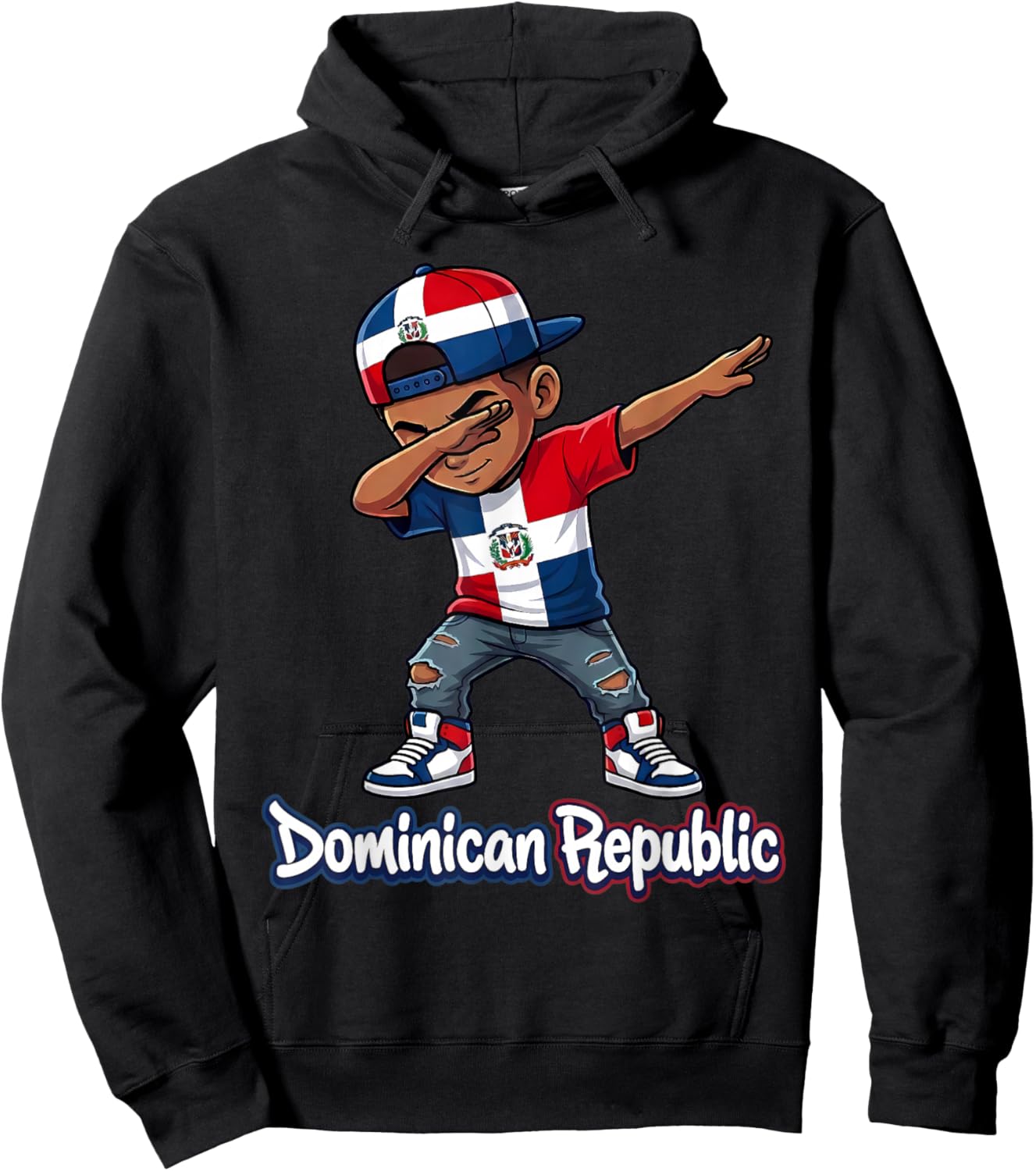 Dominican Republic Flag Dabbing Boy Dab Proud RD Hoodie - Hoodie | Black