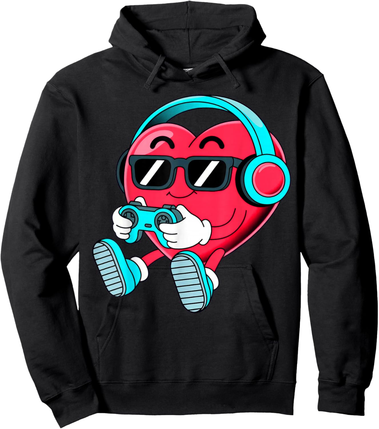 Heart Valentines Gamer Video Gaming Hoodie - Hoodie | Black