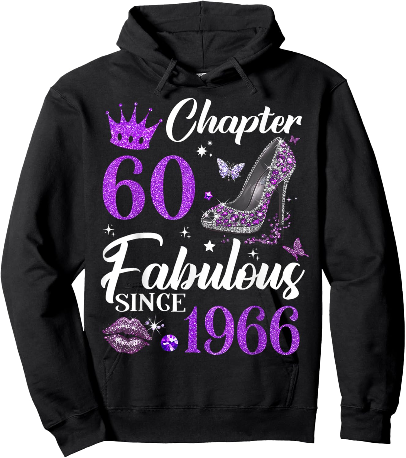 Chapter 60 Fabulous Since 1966 60th Birthday Ladies Girls Hoodie - Hoodie | Black