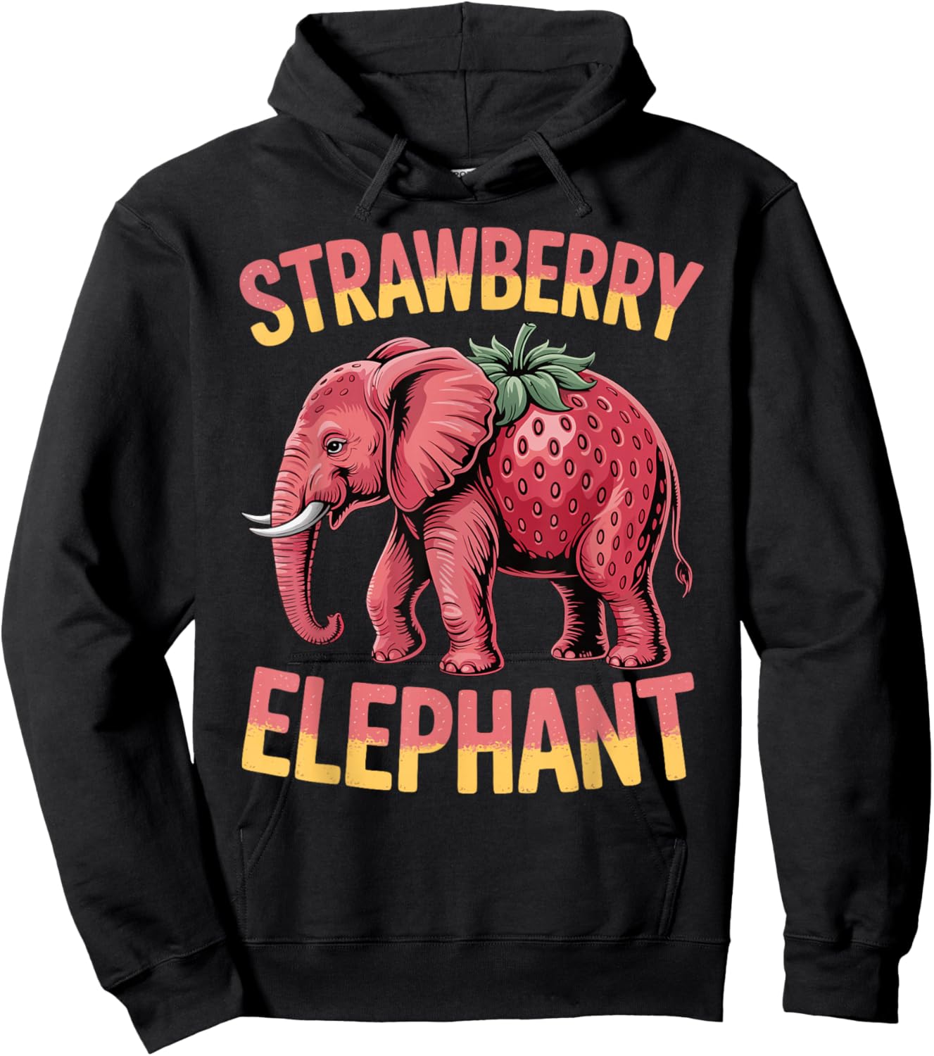 Strawberry Elephant Cute Meme Kids Italian Brainrot Girl Boy Hoodie - Hoodie | Black