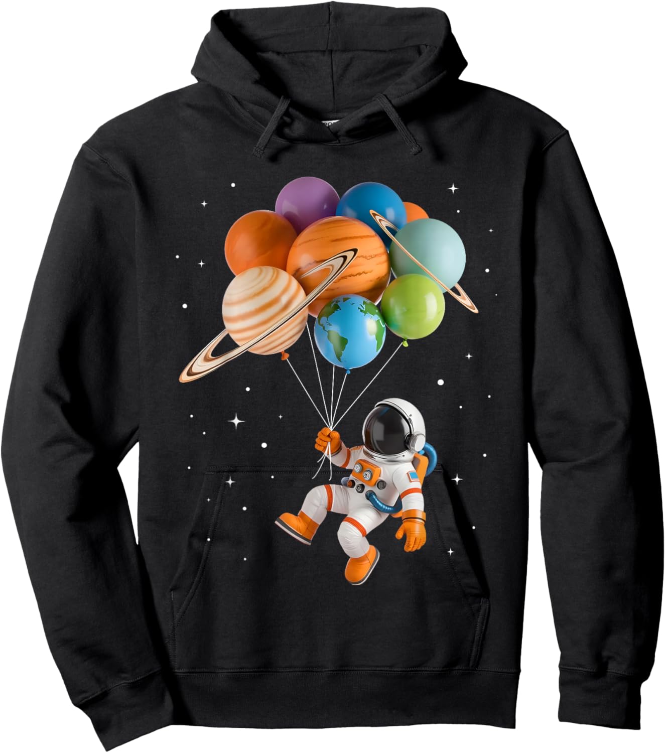 Astronaut Planet Balloons Solar-System Space Kids Birthday Hoodie - Hoodie | Black