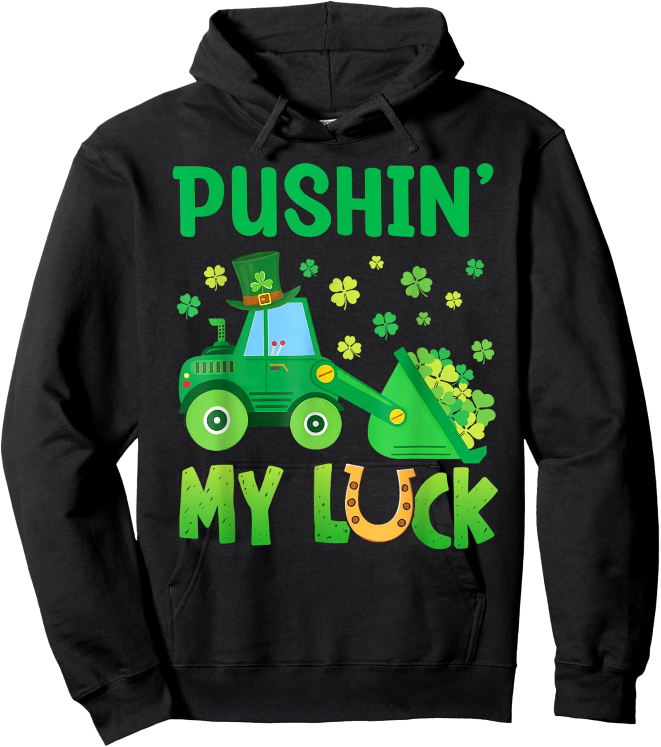 St Patricks Day Bulldozer Saint Paddys Construction Boys Kid Hoodie - Hoodie | Black