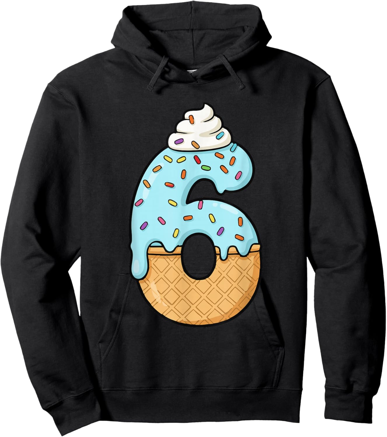 #6 Jersey Uniform Drip Teen Slang, Funny Ice Cream, 6th Hoodie - Hoodie | Black