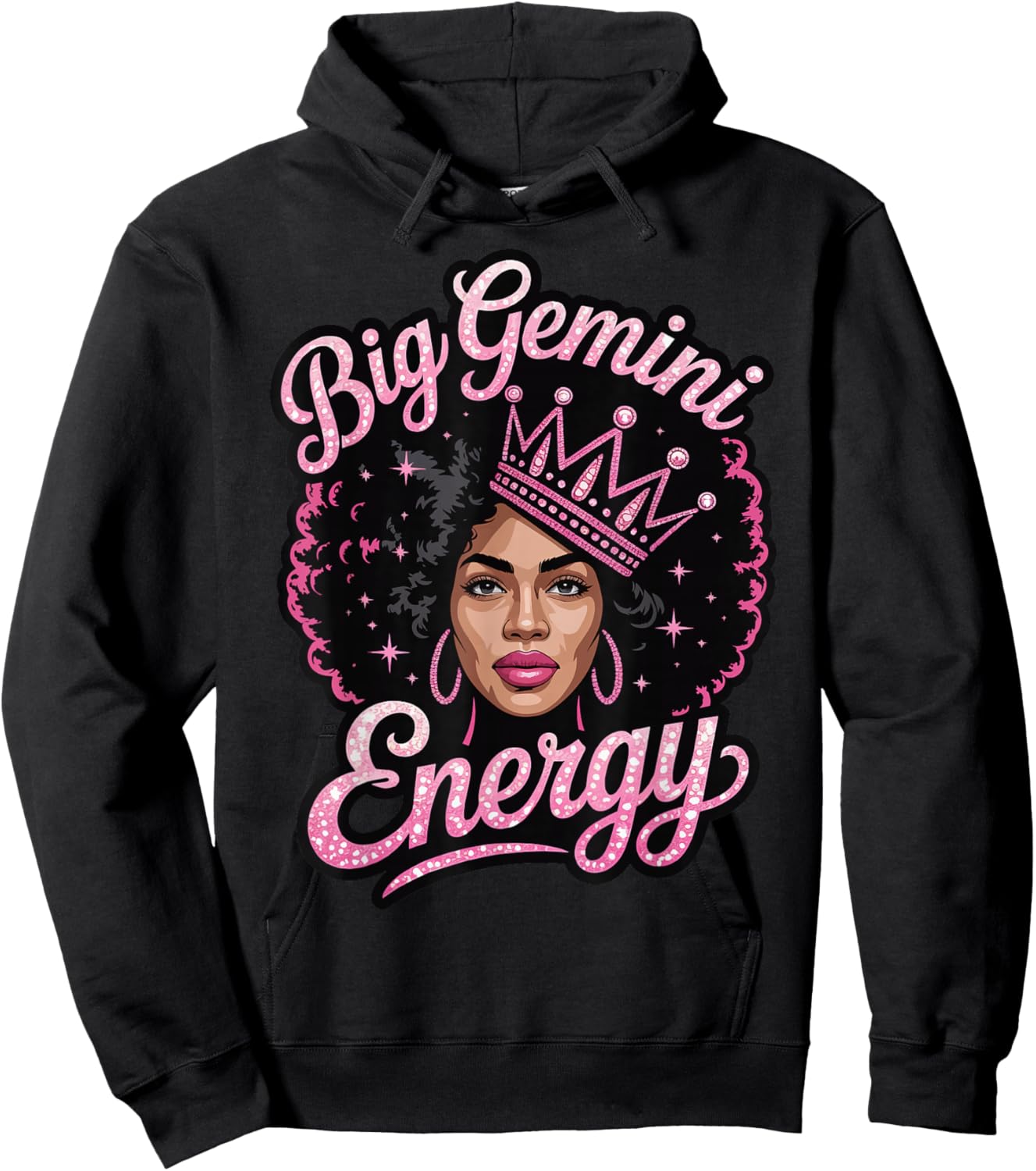 Big Gemini Energy Black Girl Hoodie - Hoodie | Black