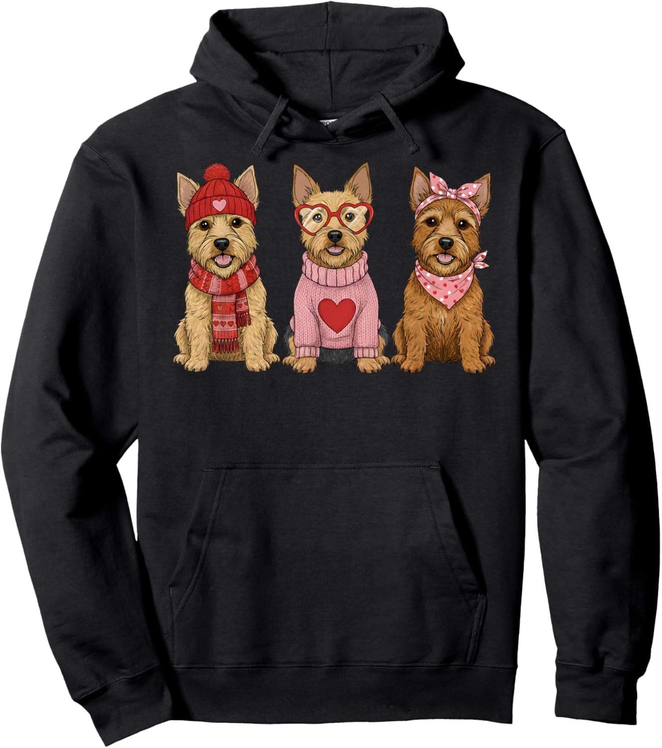 Cute Norwich Terrier Valentine Dog Hoodie - Hoodie | Black