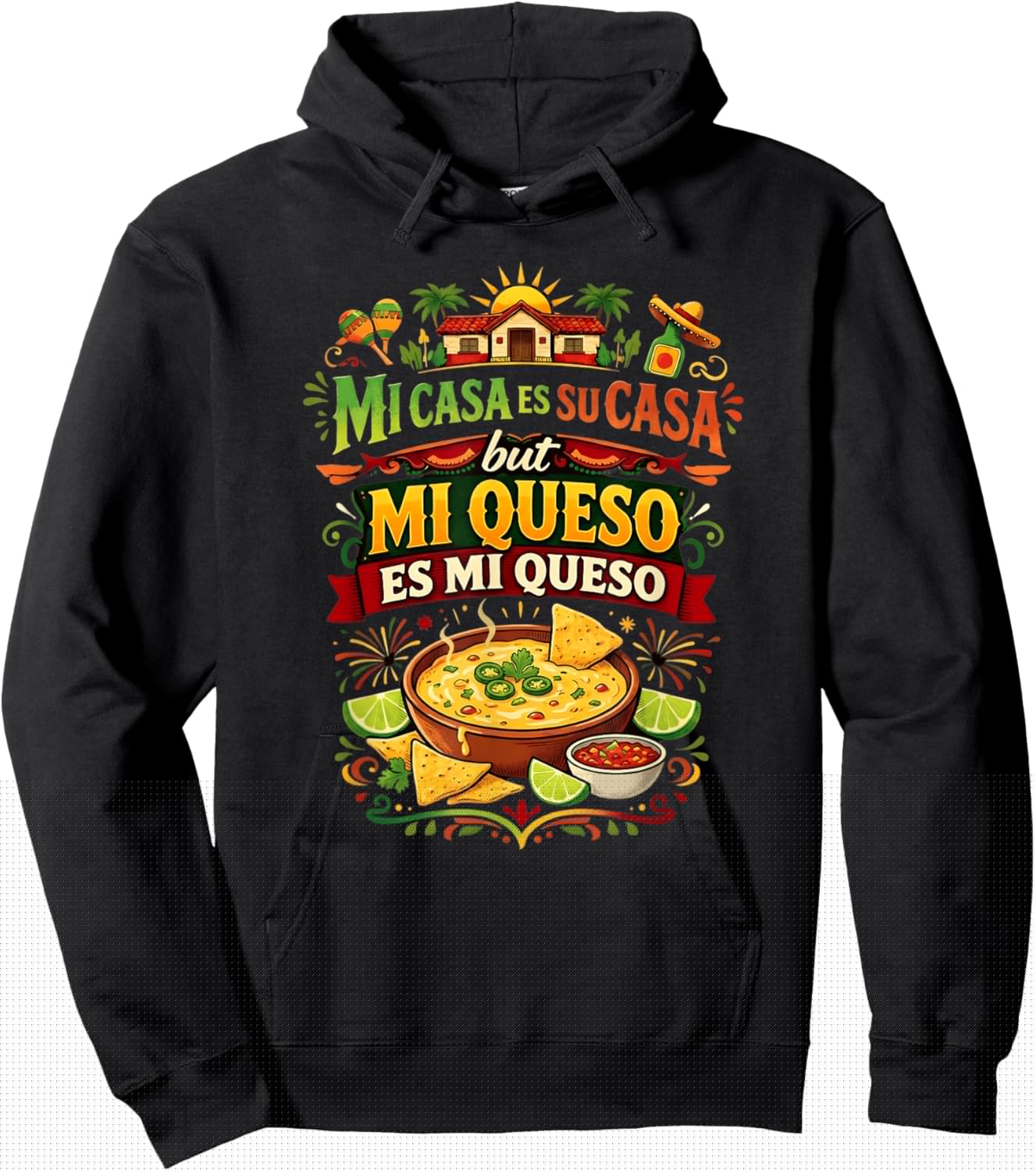 Mi Casa ES Su Casa But Mi Queso ES Mi Queso Cinco de Mayo Hoodie - Hoodie | Black
