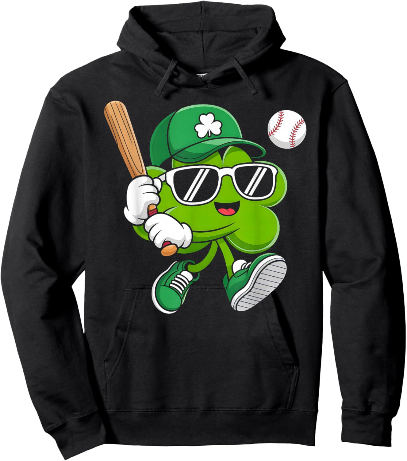 Irish Lucky Shamrock Baseball St Patricks Day Boys Men Kids Hoodie - Hoodie | Black