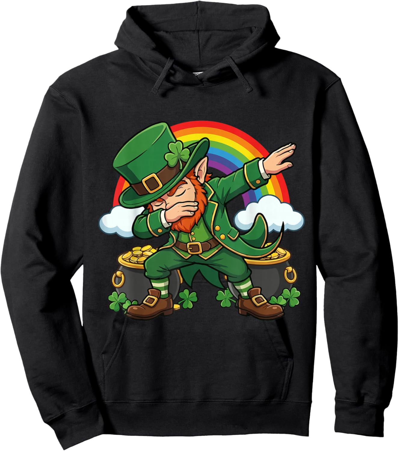 Dabbing Leprechaun St Patricks Day Leprechaun Boys Girls Men Hoodie - Hoodie | Black