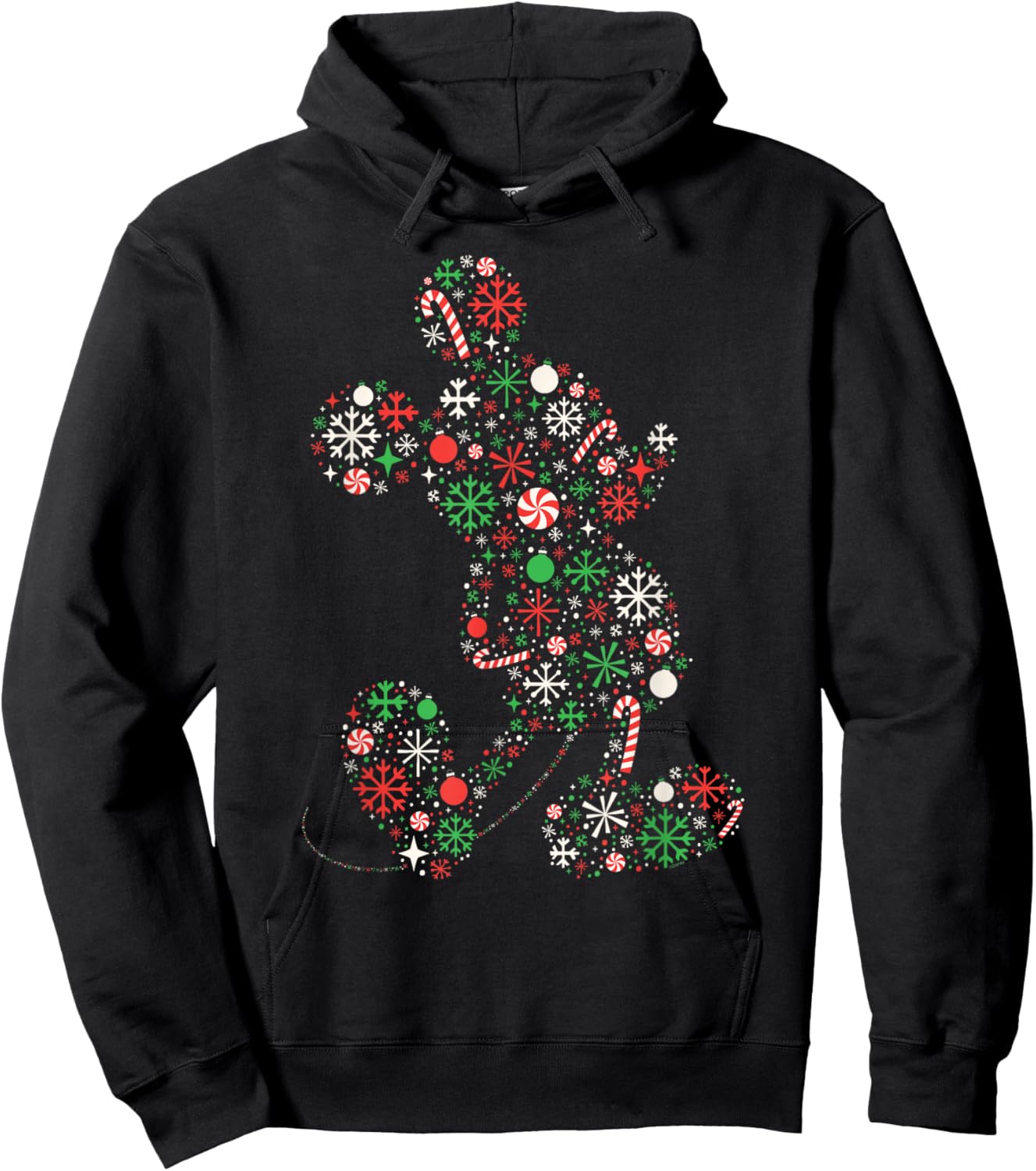Disney Mickey Mouse Christmas Holiday Icon Filled Silhouette Hoodie - Hoodie | Black