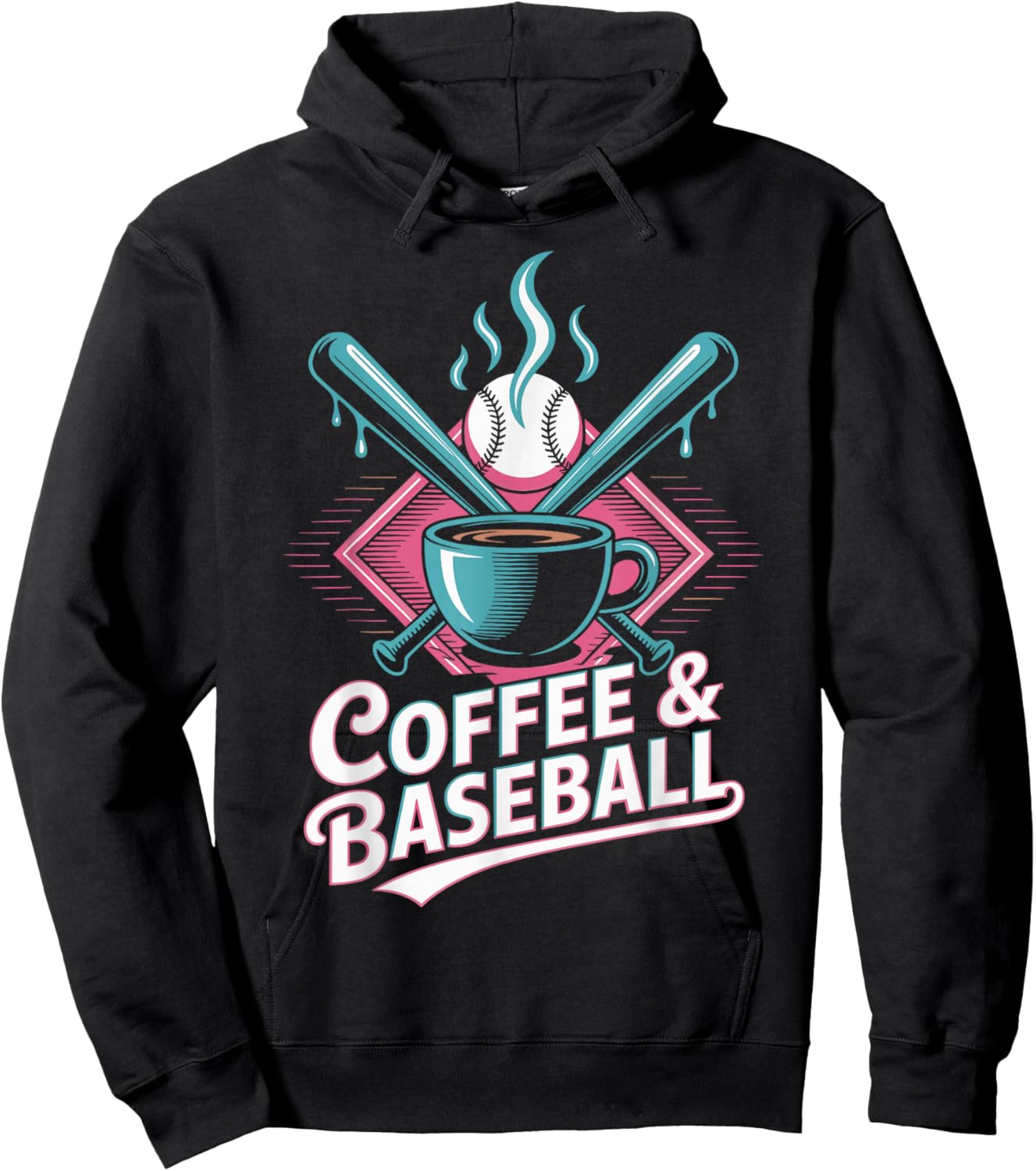 Coffee and Baseball Funny Baseball Player Hoodie - Hoodie | Black