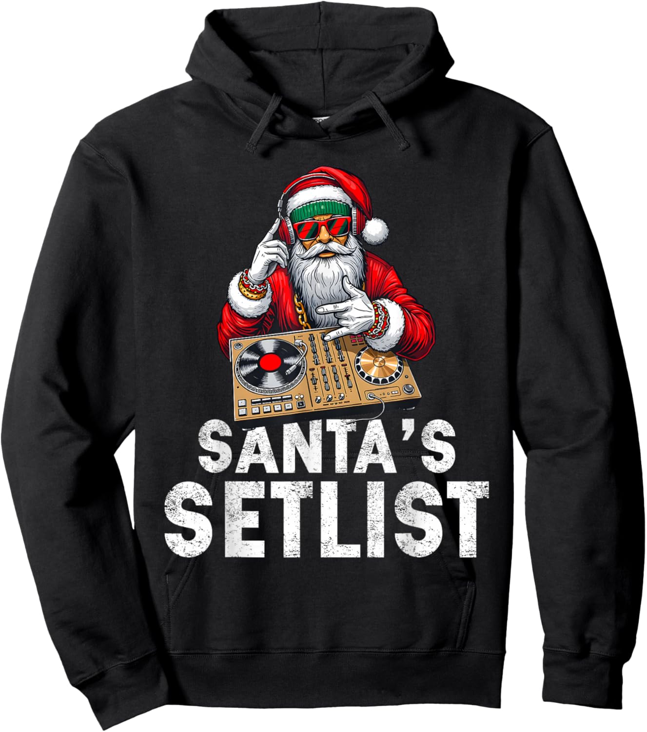 Santa DJ Musician Santa’s Setlist House Music Hoodie - Hoodie | Black