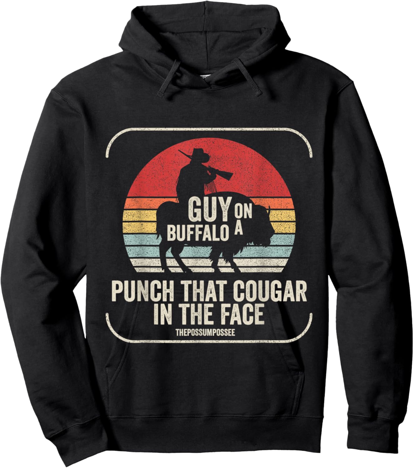 Retro Guy On A Buffalo Possum Possee Hoodie - Hoodie | Black