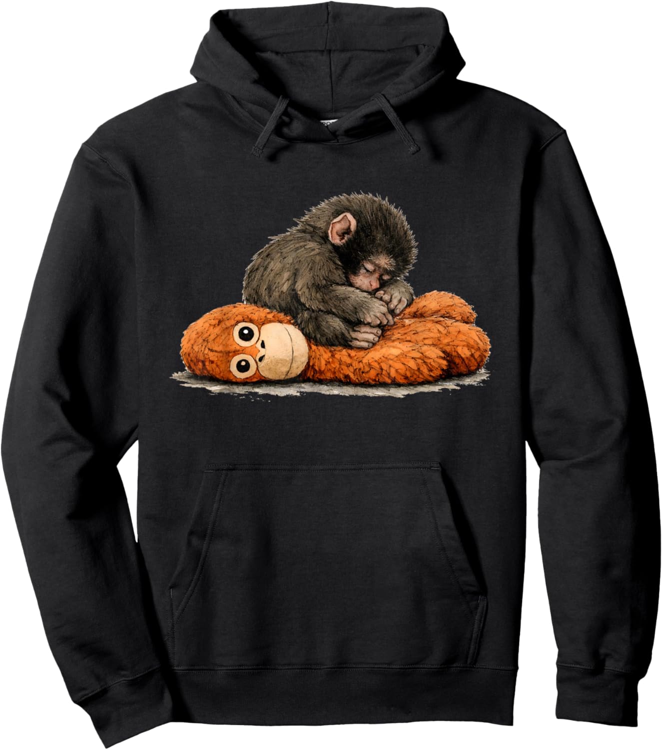 Cute Punch Baby Monkey Punch Trend Meme Graphic Hoodie - Hoodie | Black