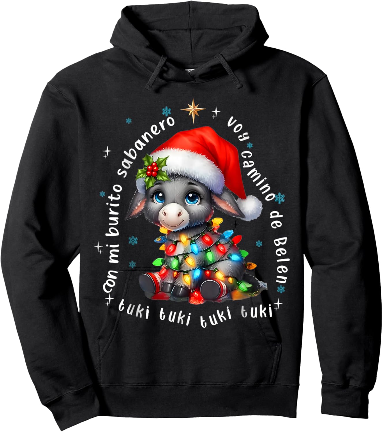 Mi Burrito Sabanero Mexican Tuki Tuki Donkey Latino Xmas Hoodie - Hoodie | Black
