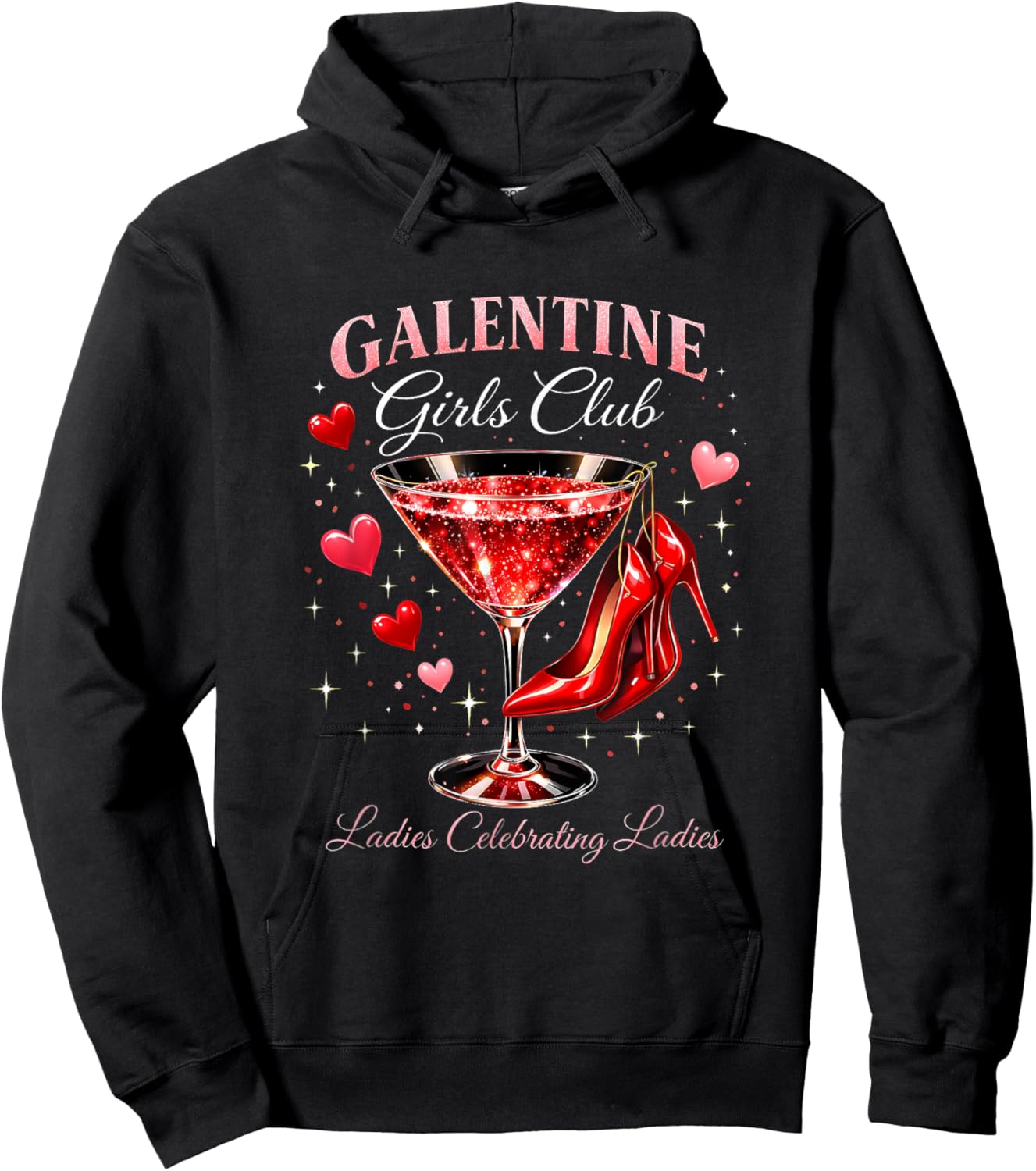 Galentine Girls Club Ladies Celebrating Party Girl Hoodie - Hoodie | Black